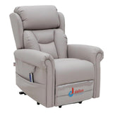 Nevis Healthcare – Triple Motor Riser Recliner Mobility Chair in Pebble 4-Way Stretch Faux Leather