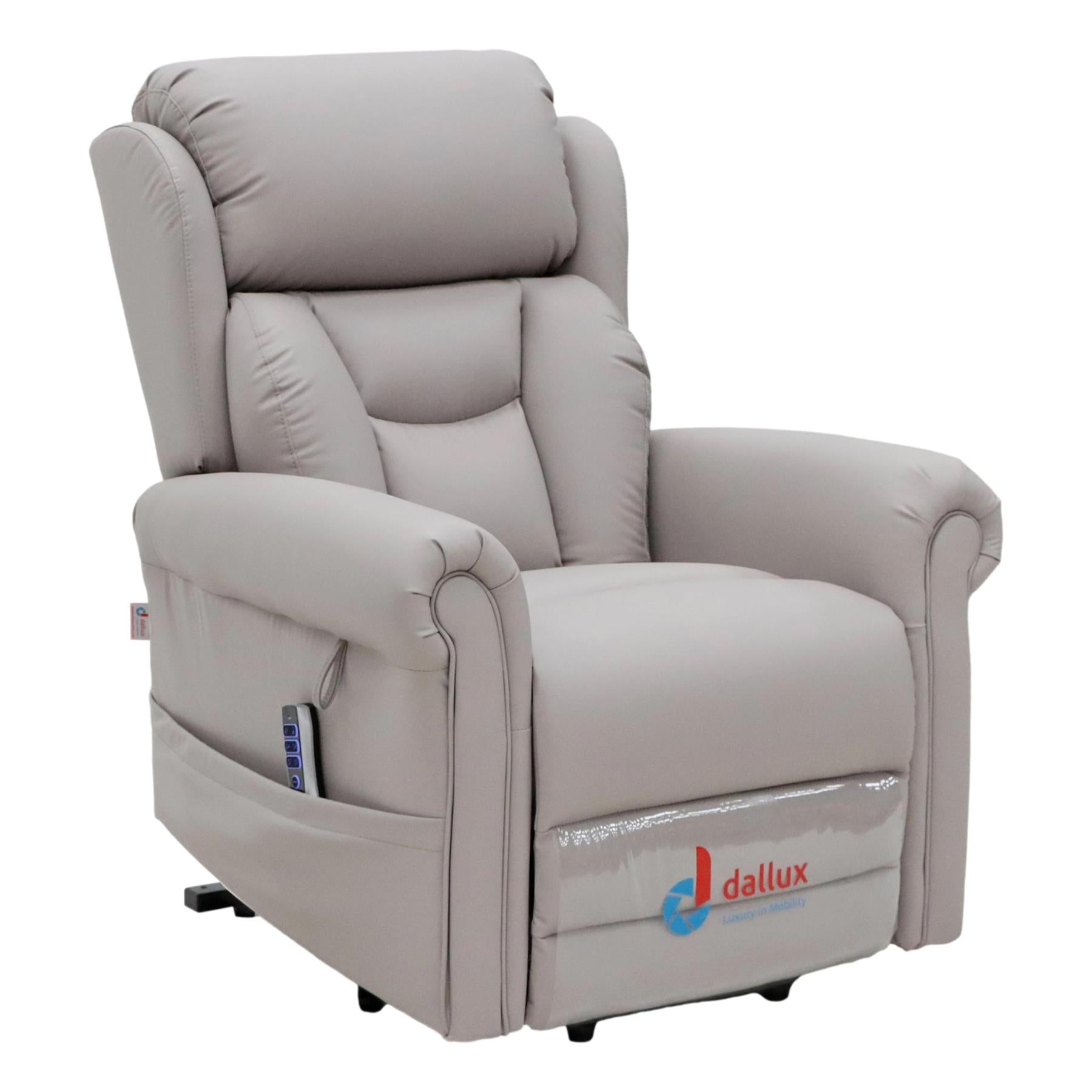 Nevis Healthcare – Triple Motor Riser Recliner Mobility Chair in Pebble 4-Way Stretch Faux Leather