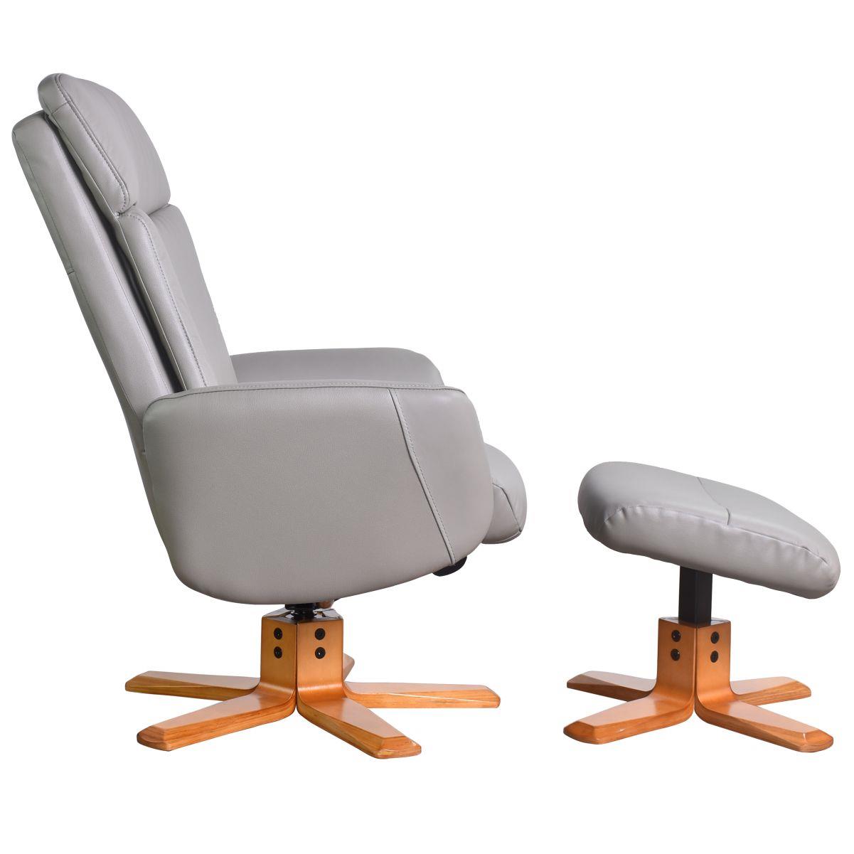 The Dakota Genuine Leather Swivel Recliner Chair in Husky with Cherry base - Refurbished