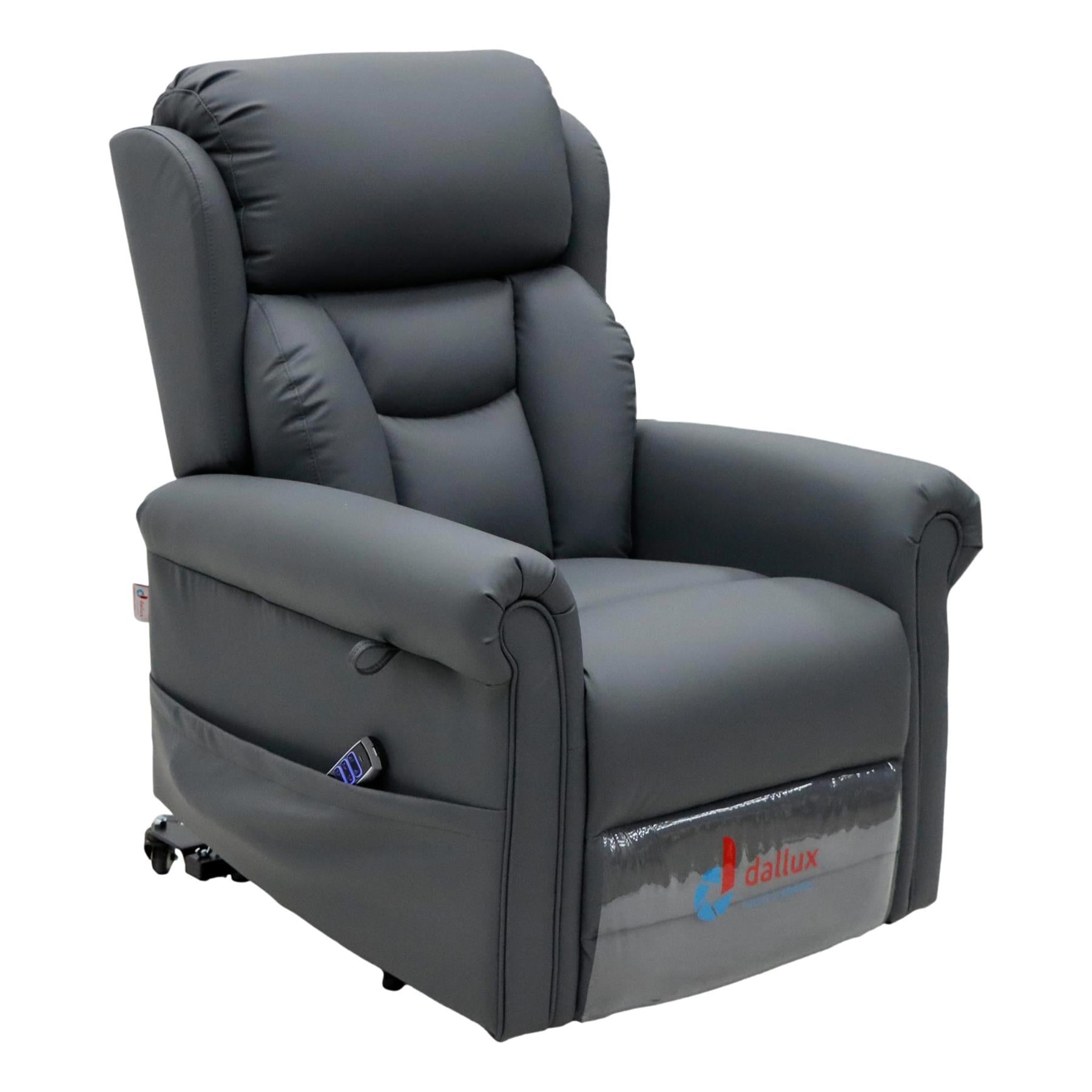 Nevis Healthcare – Triple Motor Riser Recliner Mobility Chair in Slate 4-Way Stretch Faux Leather