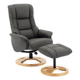 The Mandalay Swivel Recliner Chair & Footstool in Cinder Genuine Leather - Refurbished