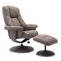 The Denver Swivel Recliner Chair & Footstool - Fabric - Rhino - Clearance Sale