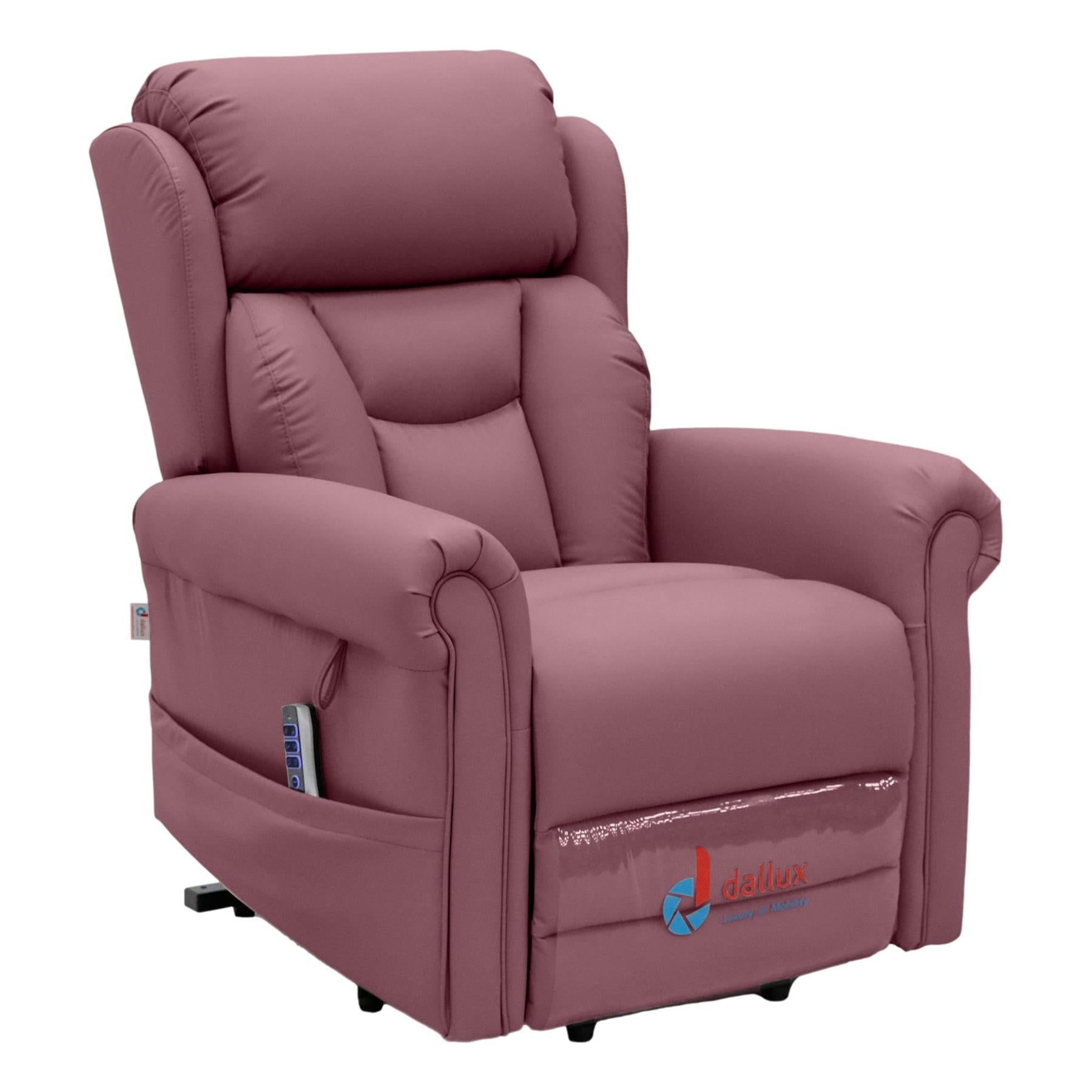 Nevis Healthcare – Triple Motor Riser Recliner Mobility Chair in Petal 4-Way Stretch Faux Leather