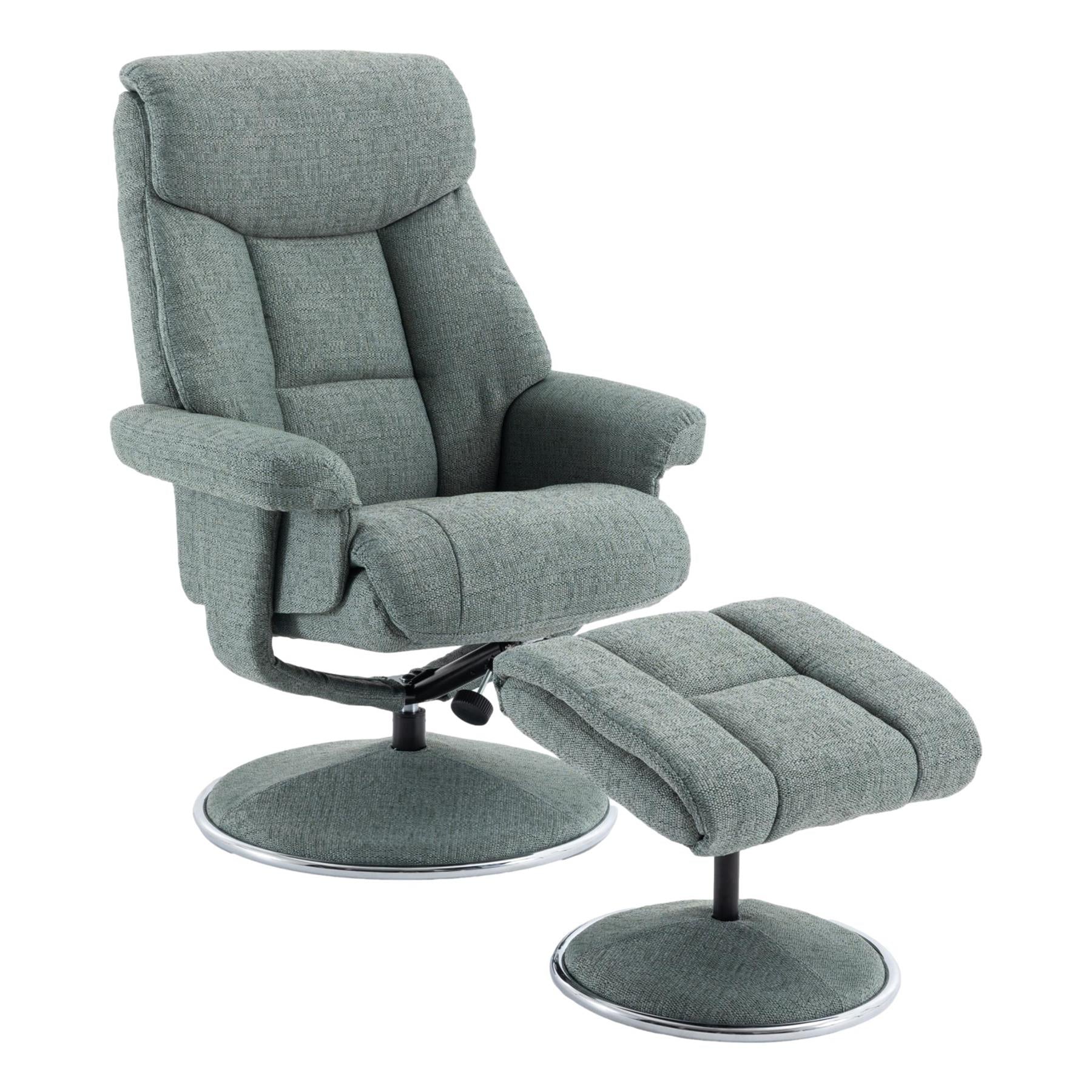 The Biarritz - Swivel Recliner Chair & Matching Footstool in Lisbon Teal Fabric