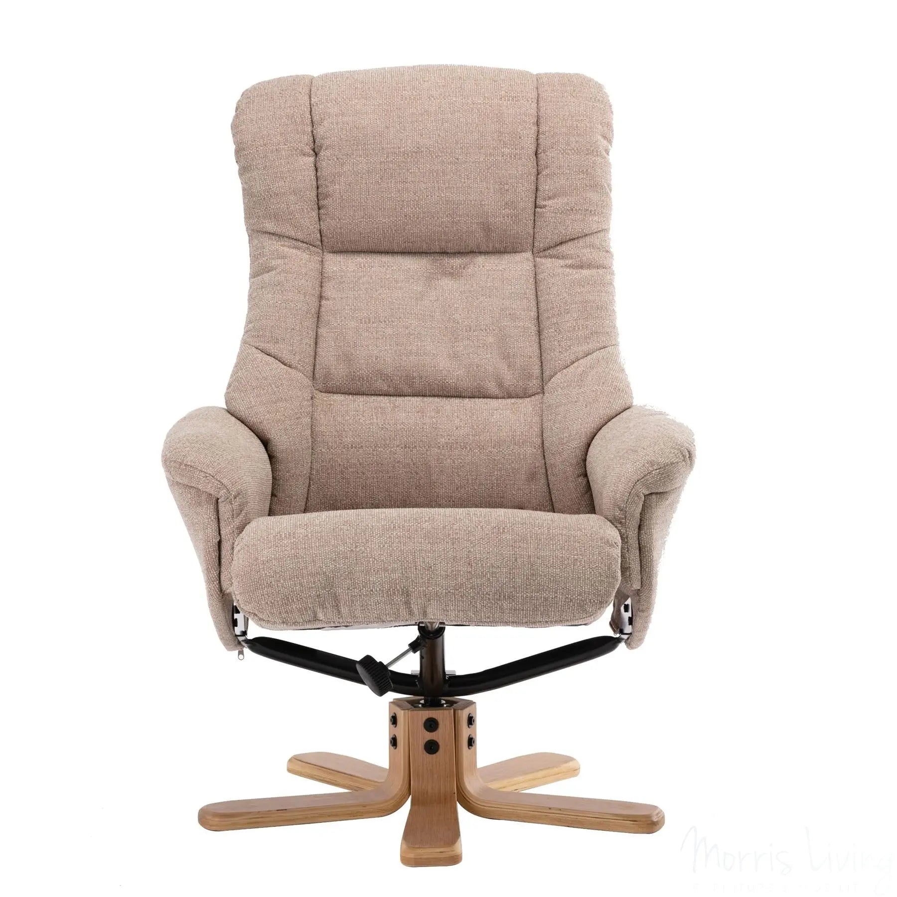 Cairo Swivel Recliner Chair & Footstool in Wheat Lisbon Fabric - Refurbished Sale Morris Living