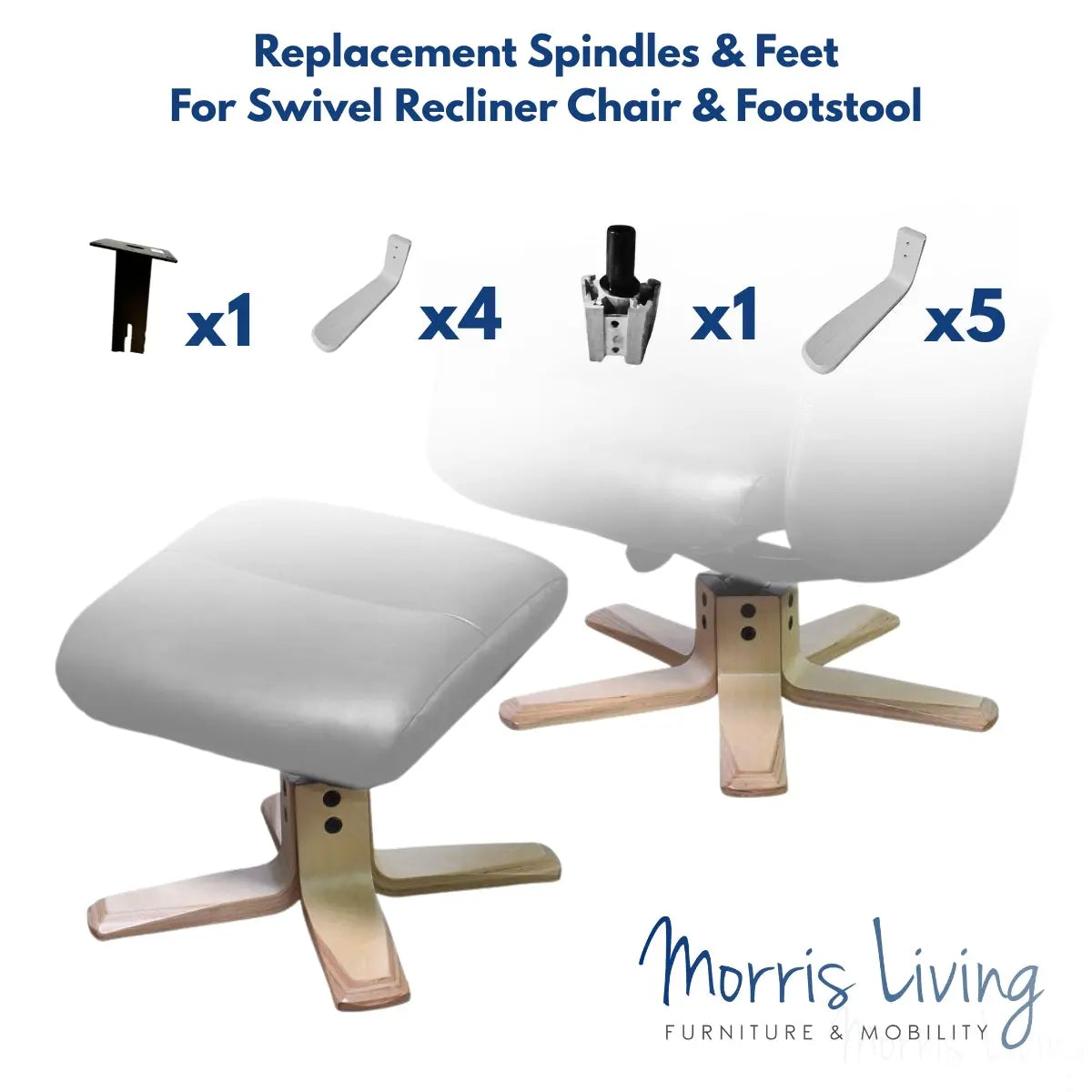 Cherry - Swivel Chair & Footstool Replacement Leg & Spindle Pack Morris Living