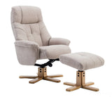 Dubai Lisbon Wheat Fabric Swivel Recliner Chair With Matching Footstool GFA