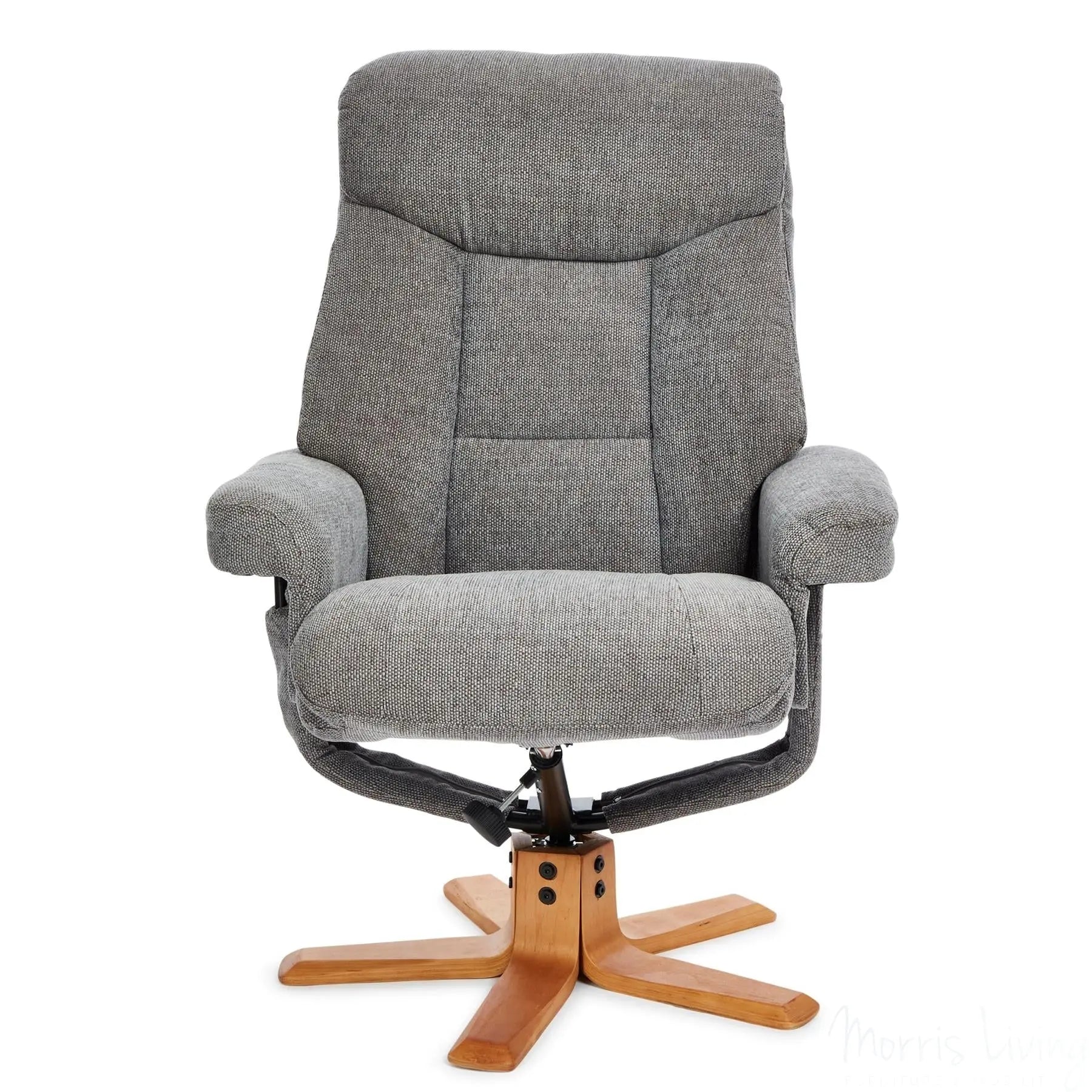 Exmouth Fabric Swivel Recliner Massage Chair & Footstool Charcoal Grey Morris Living