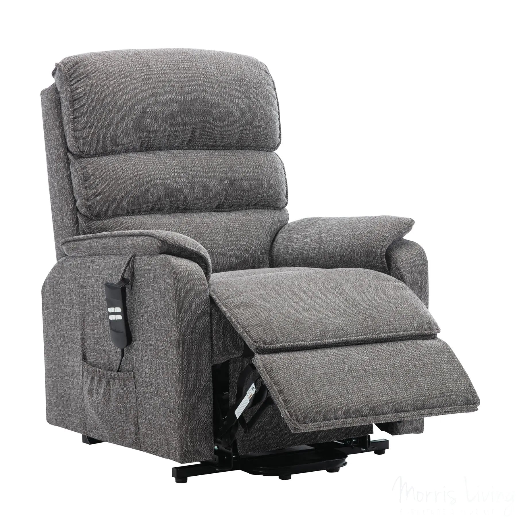 Henley Riser Recliner Mobility Chair, Dual Motor, Heat & Massage in Lisbon Grey Fabric Morris Living