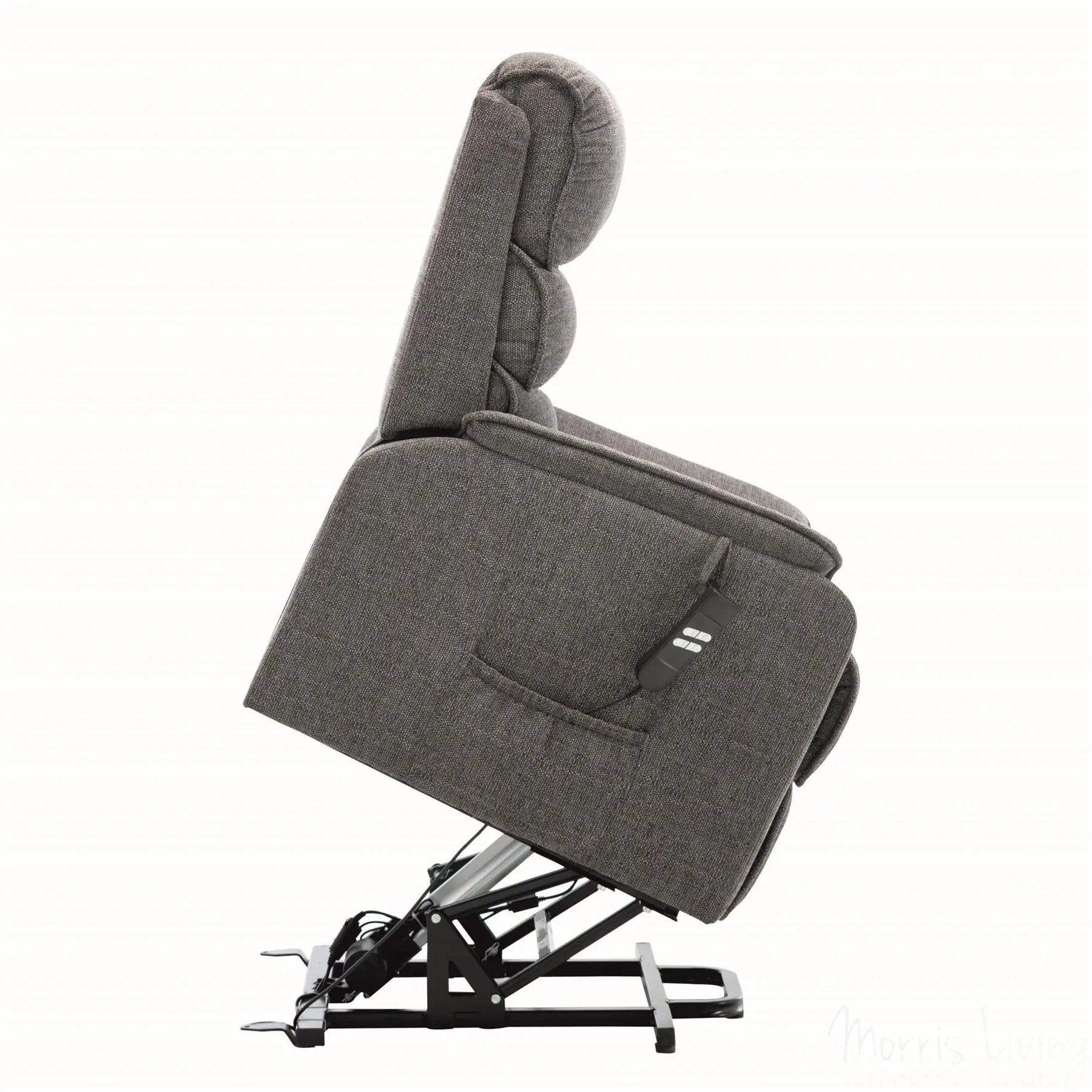 Henley Riser Recliner Mobility Chair, Dual Motor, Heat & Massage in Lisbon Grey Fabric Morris Living