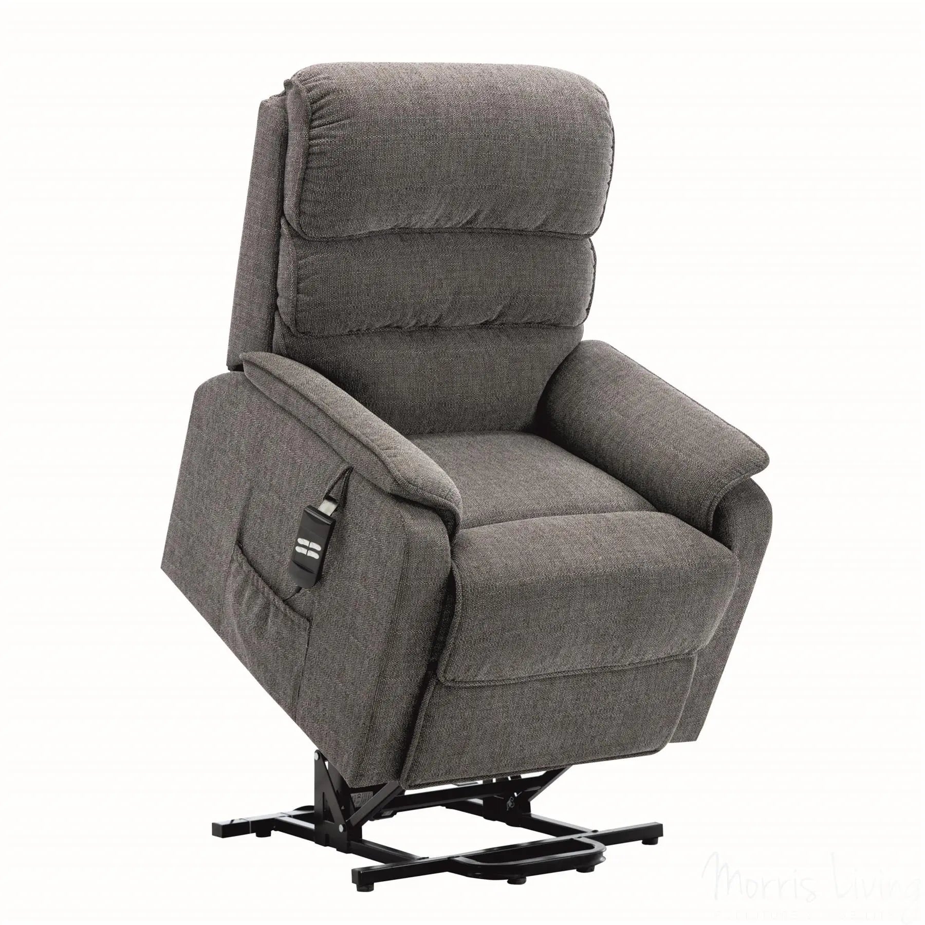 Henley Riser Recliner Mobility Chair, Dual Motor, Heat & Massage in Lisbon Grey Fabric Morris Living