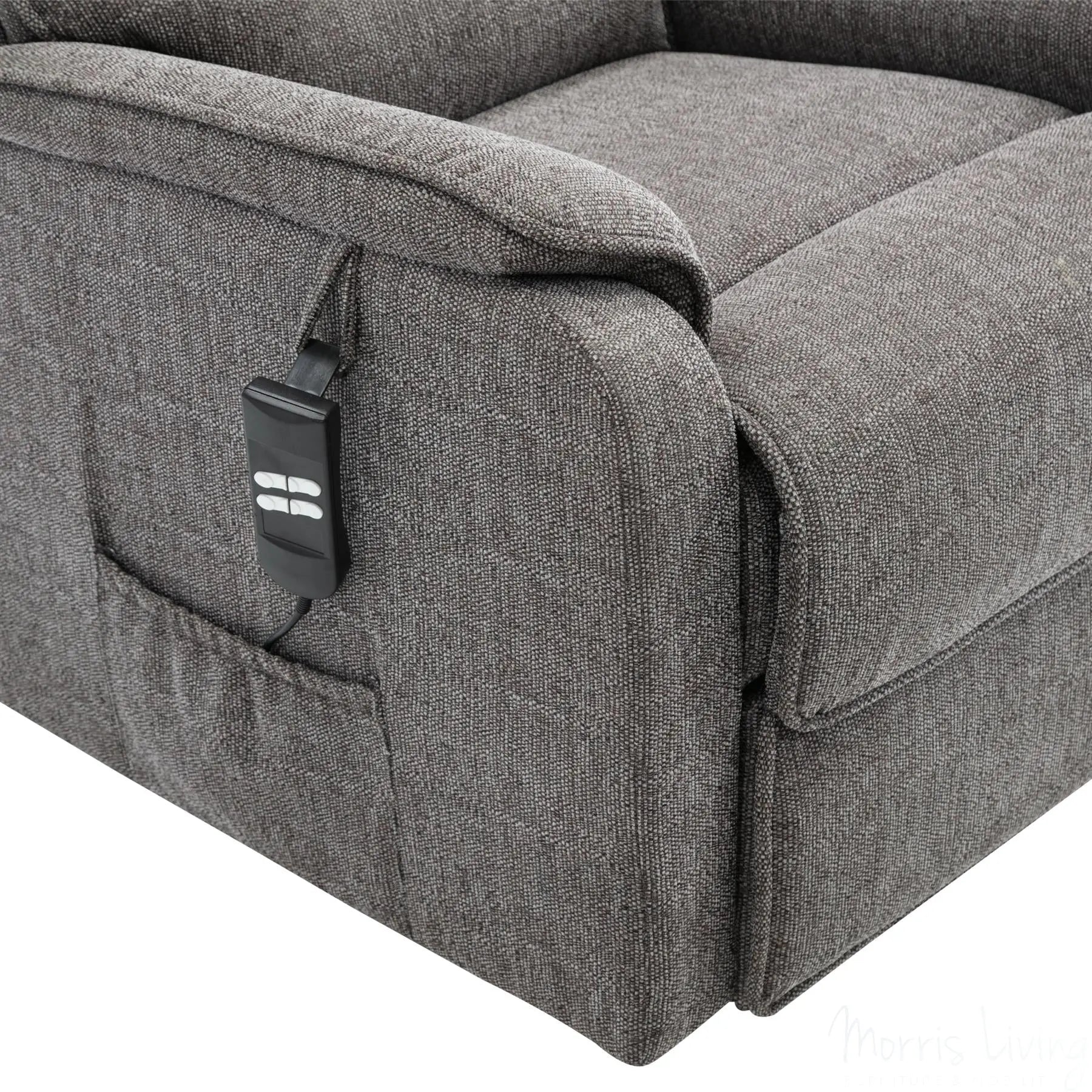 Henley Riser Recliner Mobility Chair, Dual Motor, Heat & Massage in Lisbon Grey Fabric Morris Living