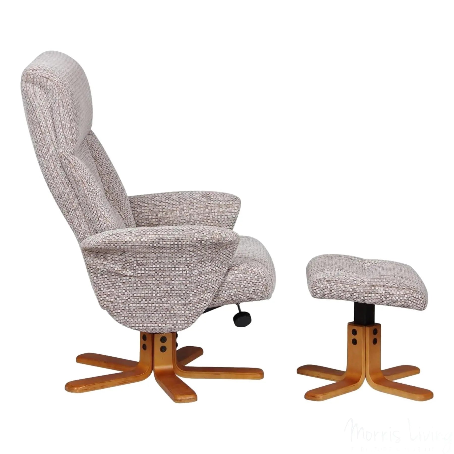 Marseille Fabric Swivel Recliner Chair And Footstool In Wheat GFA