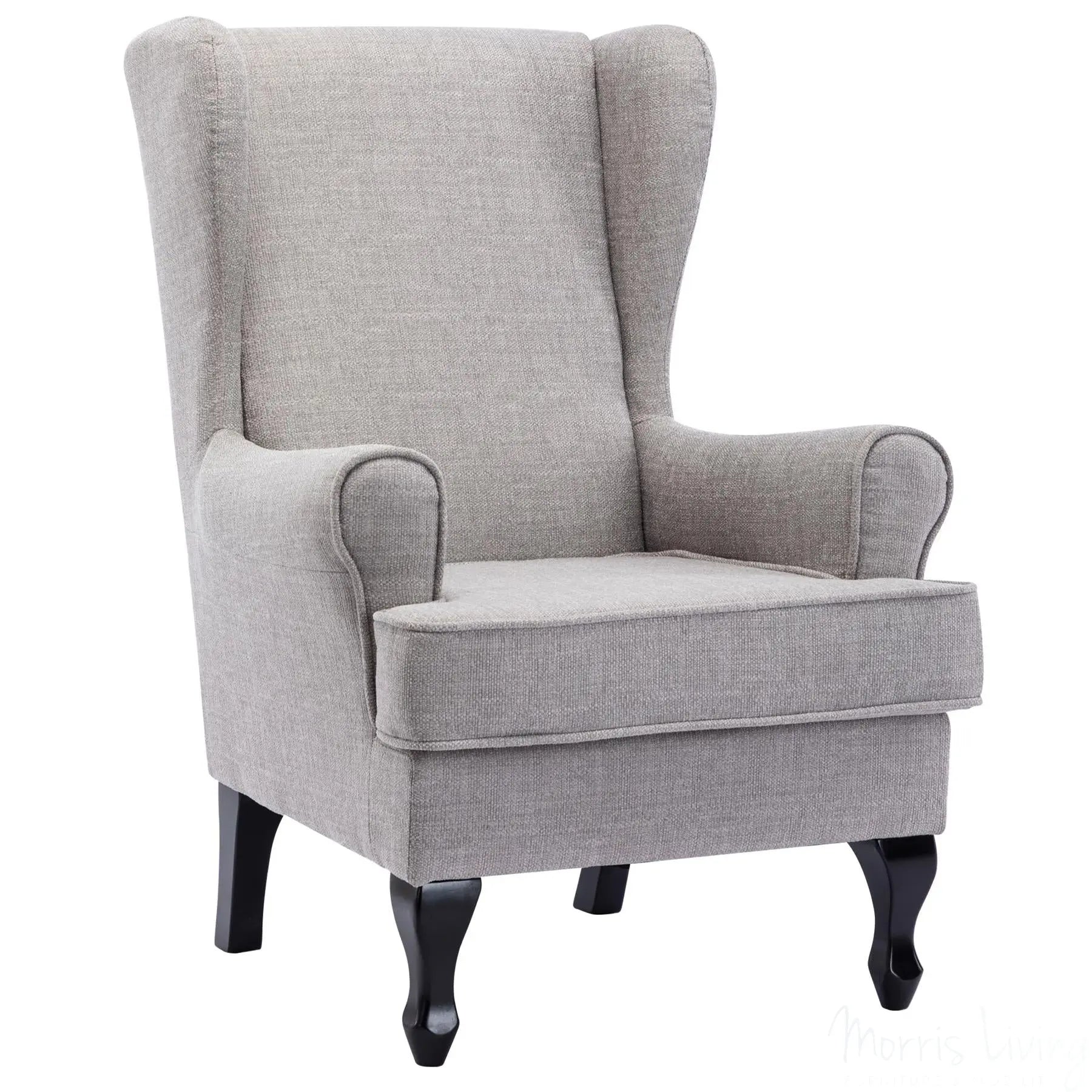 Nelson Fireside Chair in Silver Fabric - 18.5" Height - Orthopedic Chair Morris Living