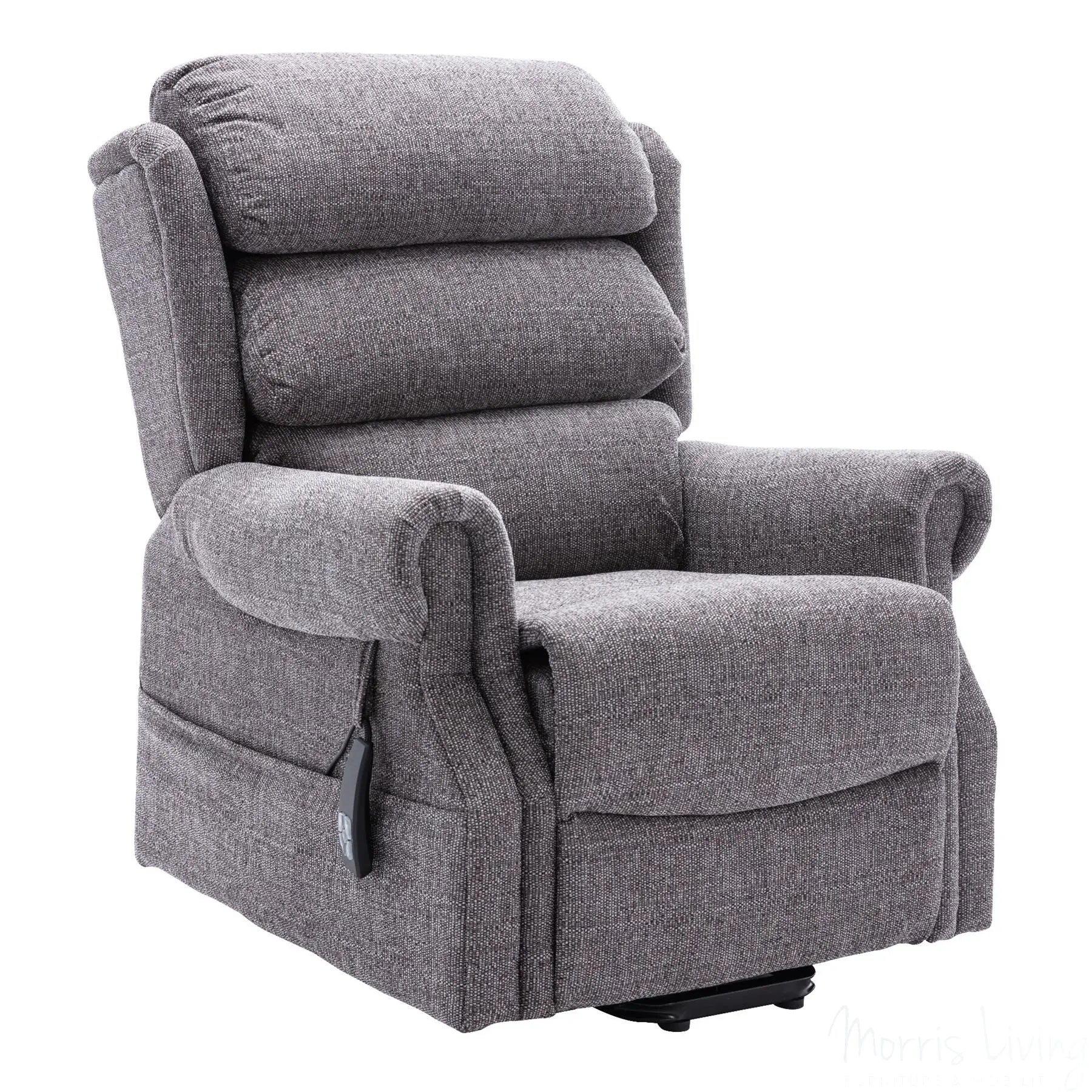 Salisbury Dual Motor Riser Recliner Arm Chair In Lisbon Grey Fabric Morris Living