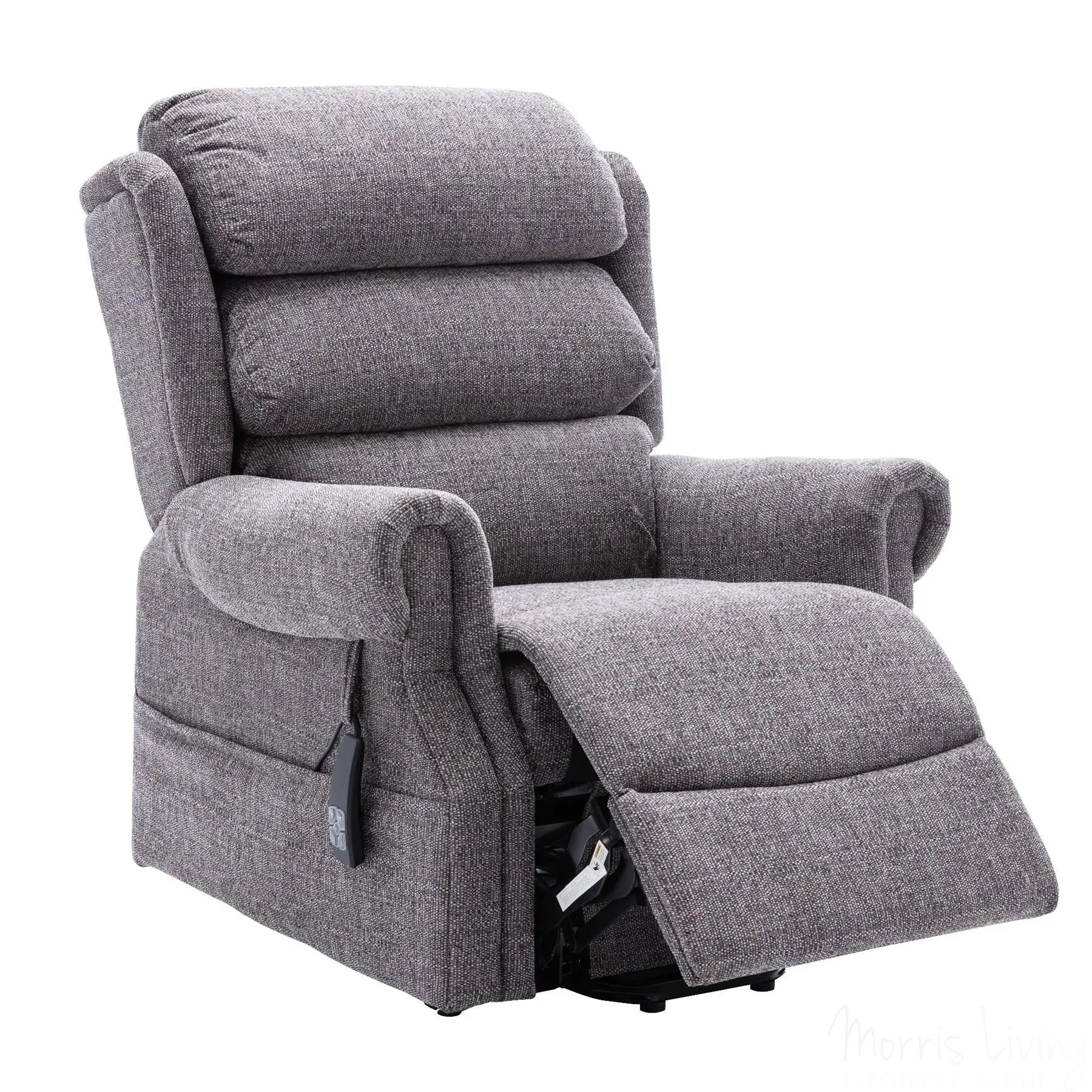 Salisbury Dual Motor Riser Recliner Arm Chair In Lisbon Grey Fabric Morris Living