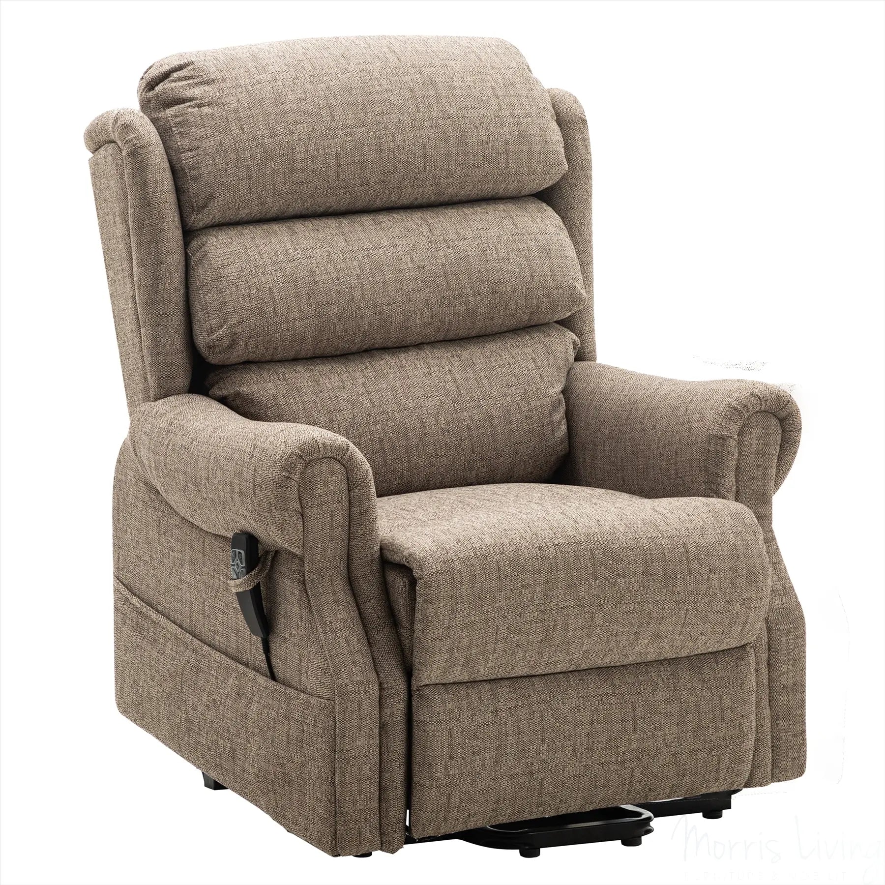 Salisbury Dual Motor Riser Recliner Arm Chair In Lisbon Mocha Fabric Morris Living