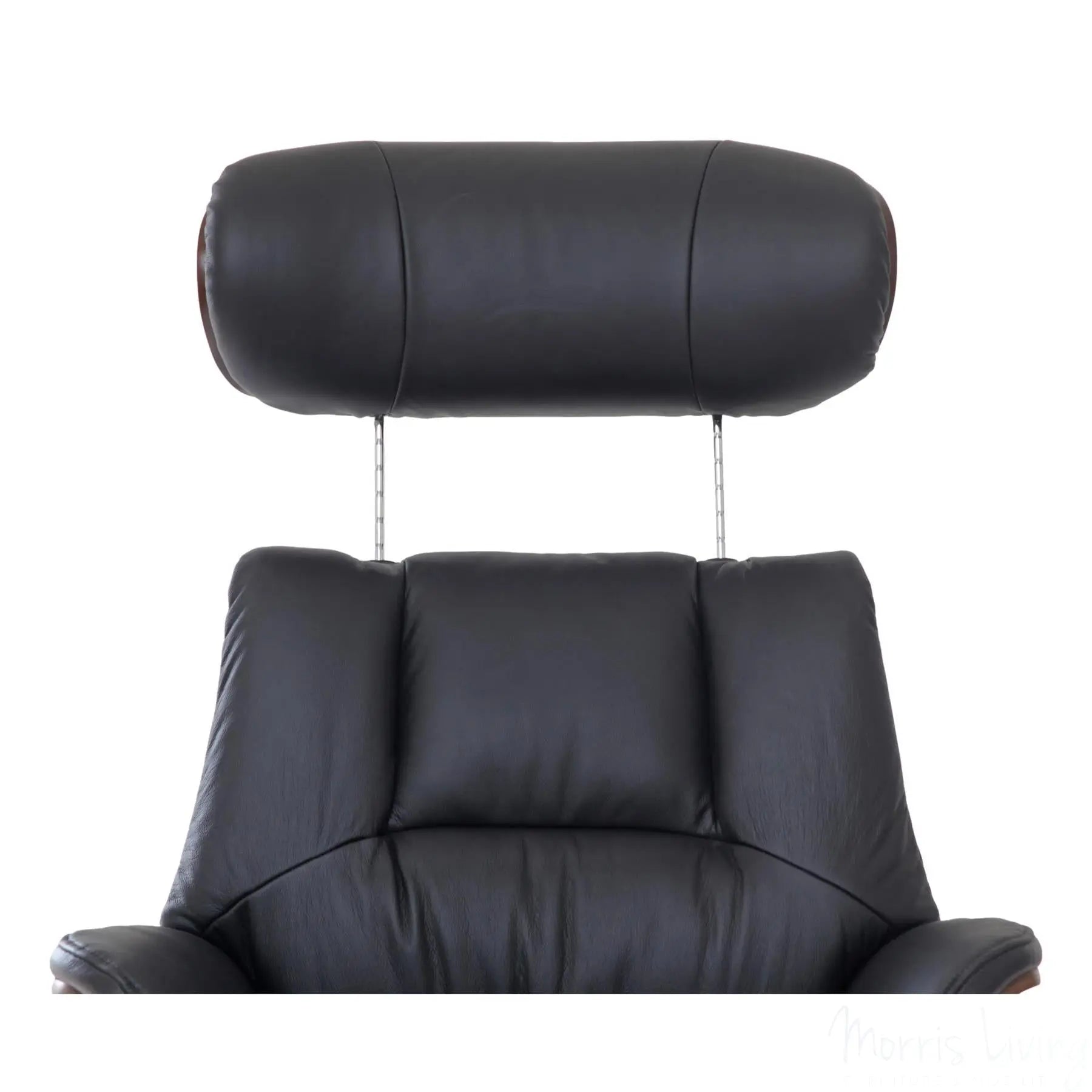 Stratford Swivel Recliner Chair in Genuine Black Leather with Matching Footstool Morris Living