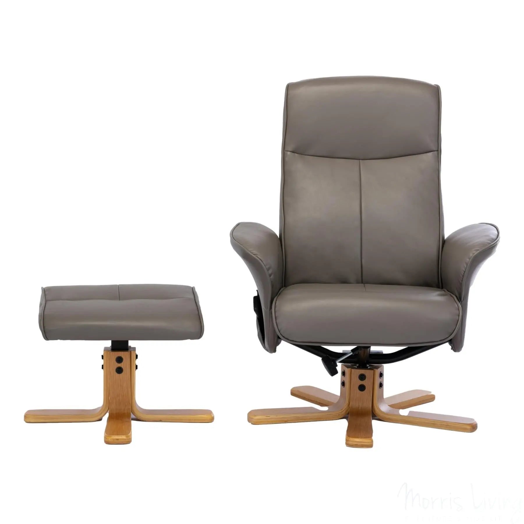 The Alexandria Swivel Recliner Chair with Heat & Massage - Grey Faux Leather Morris Living