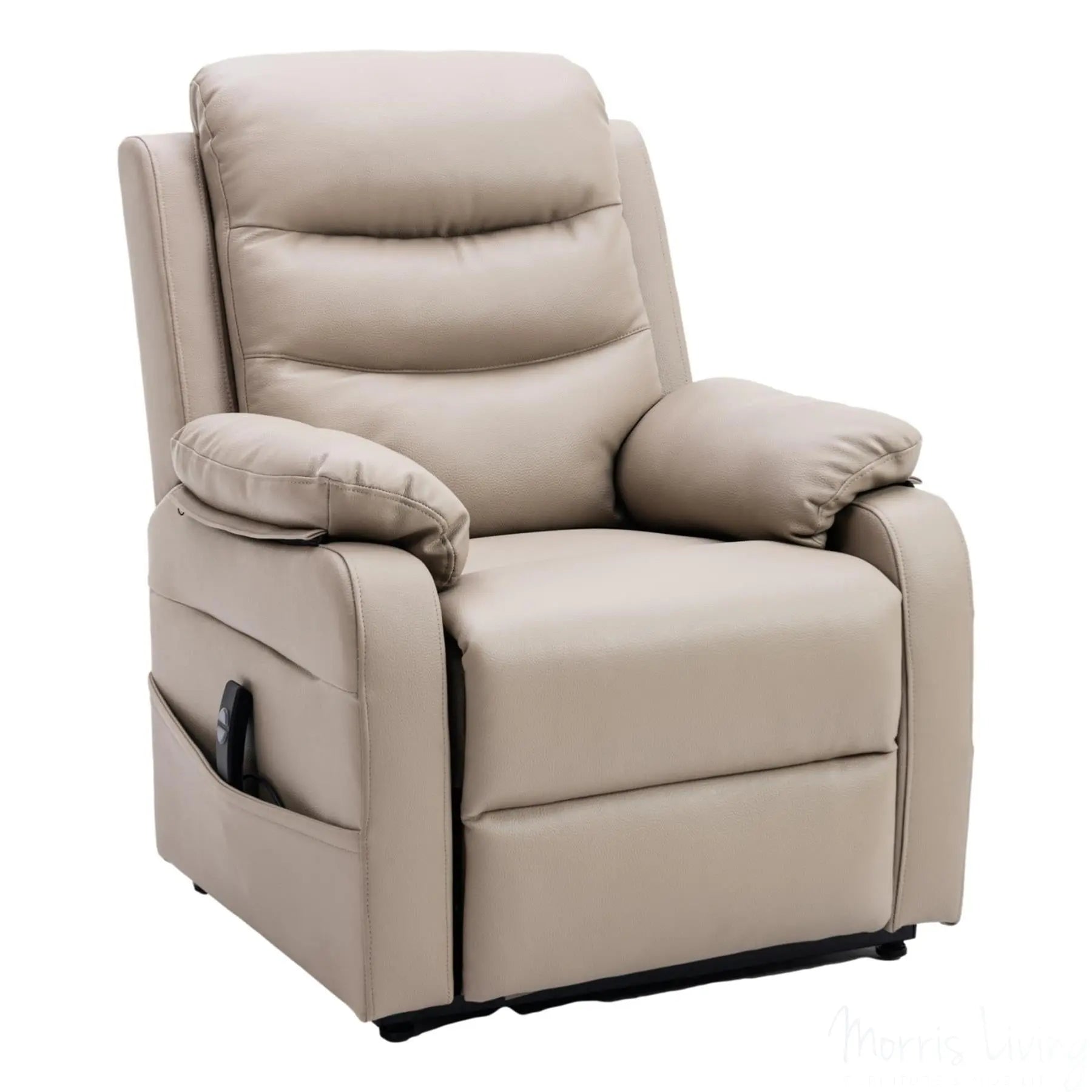 The Bamford - Single Motor Riser Recliner Chair in Pebble Plush Faux Leather Morris Living