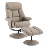 The Biarritz - Swivel Recliner Chair & Matching Footstool in Pebble Plush Faux Leather Morris Living