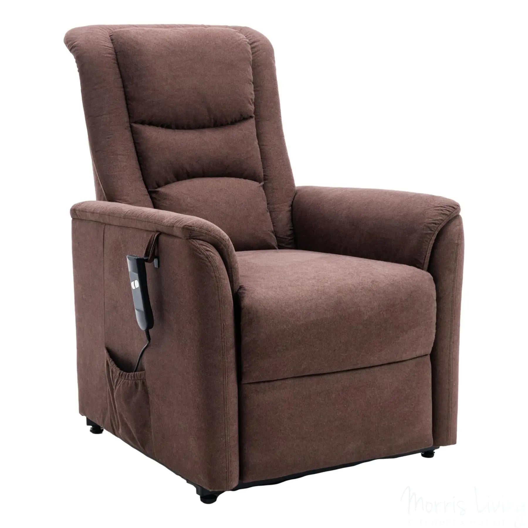 The Bradwell - Single Motor Riser Recliner Chair in Mocha Fabric Morris Living