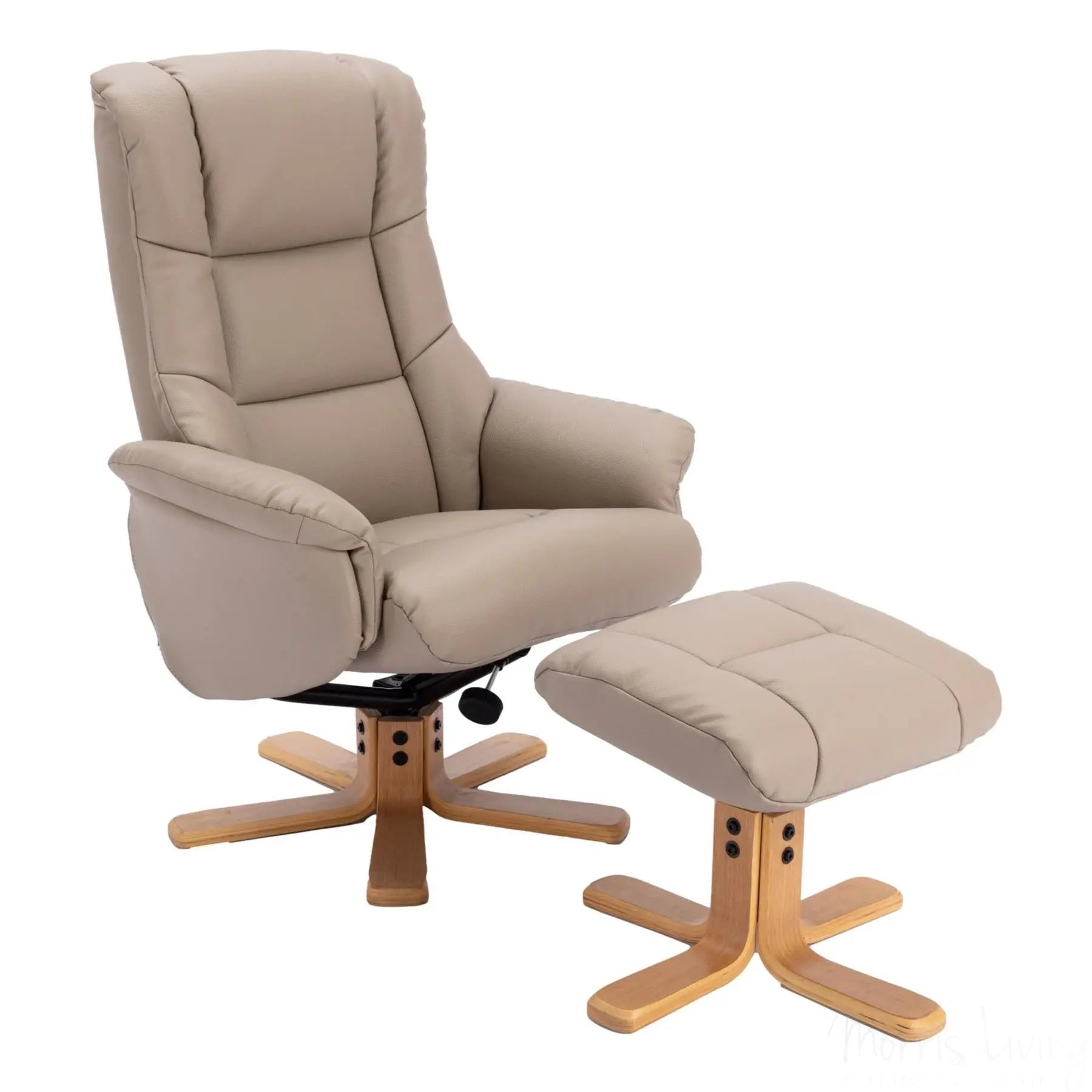 The Cairo Swivel Recliner Chair Matching Footstool in Pebble