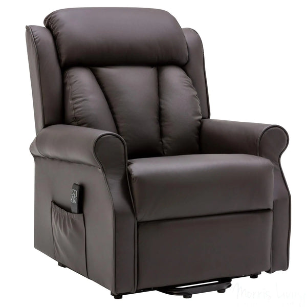 The Darwin - Dual Motor Riser Recliner Mobility Arm Chair in Brown Leather - Refurbished Morris Living