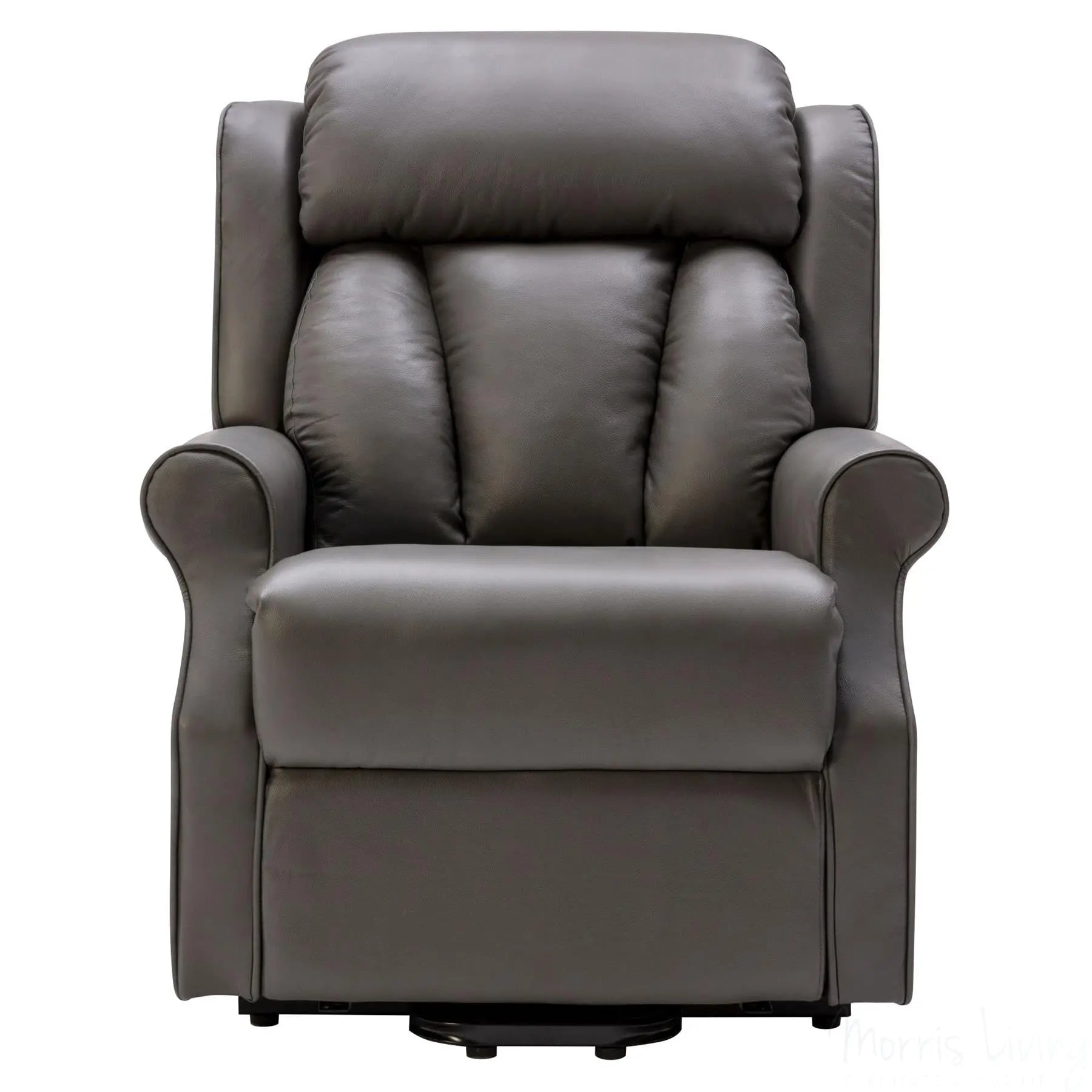 The Darwin - Dual Motor Riser Recliner Mobility Arm Chair in Grey Genuine Leather Morris Living