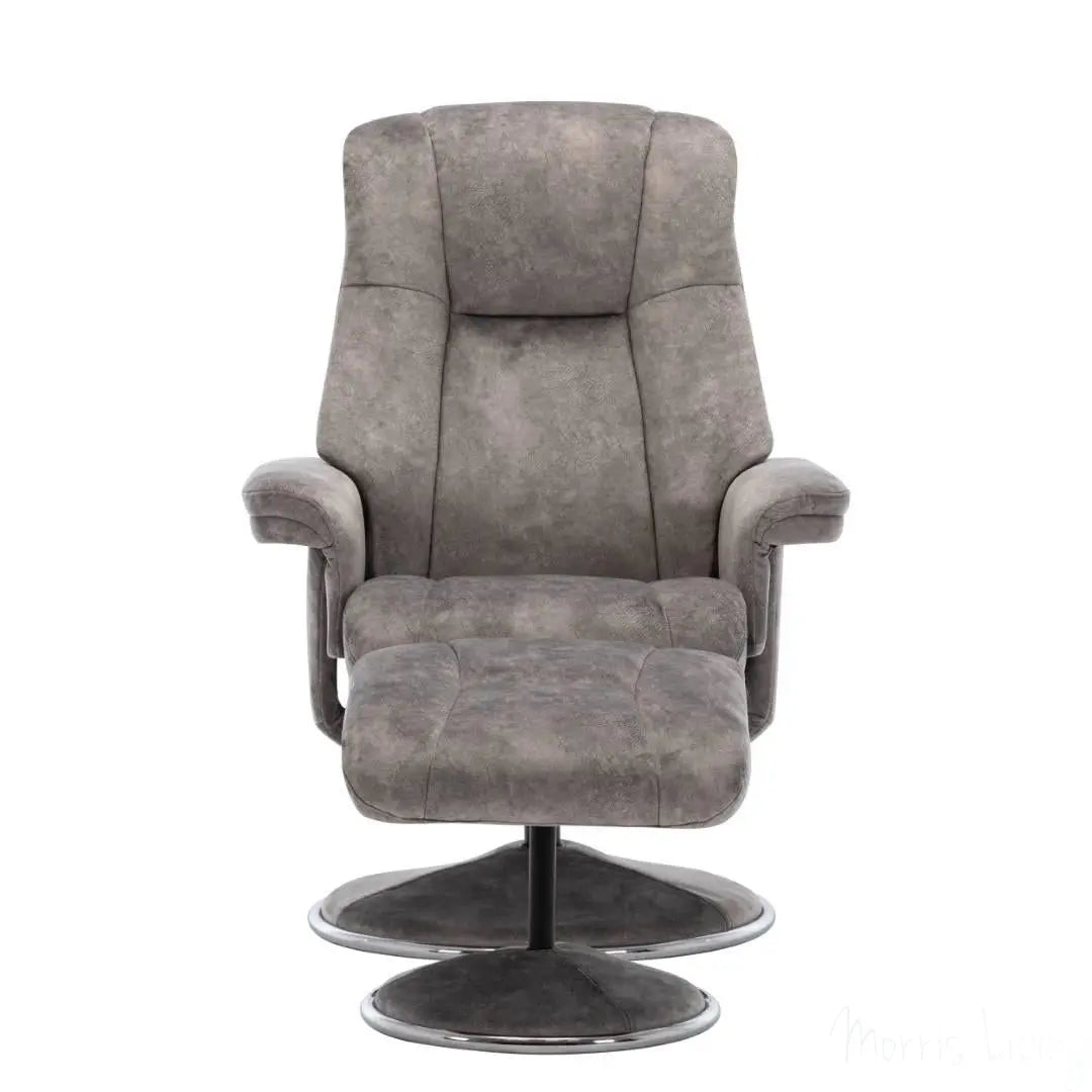 The Denver Swivel Recliner Chair & Footstool - Fabric - Elephant Morris Living