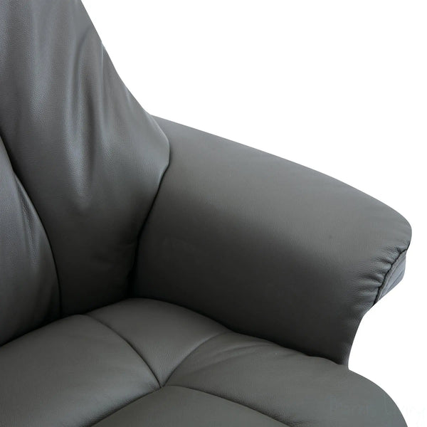 The Denver Swivel Recliner Chair & Footstool - Genuine Leather - Granite - Clearance Sale Morris Living