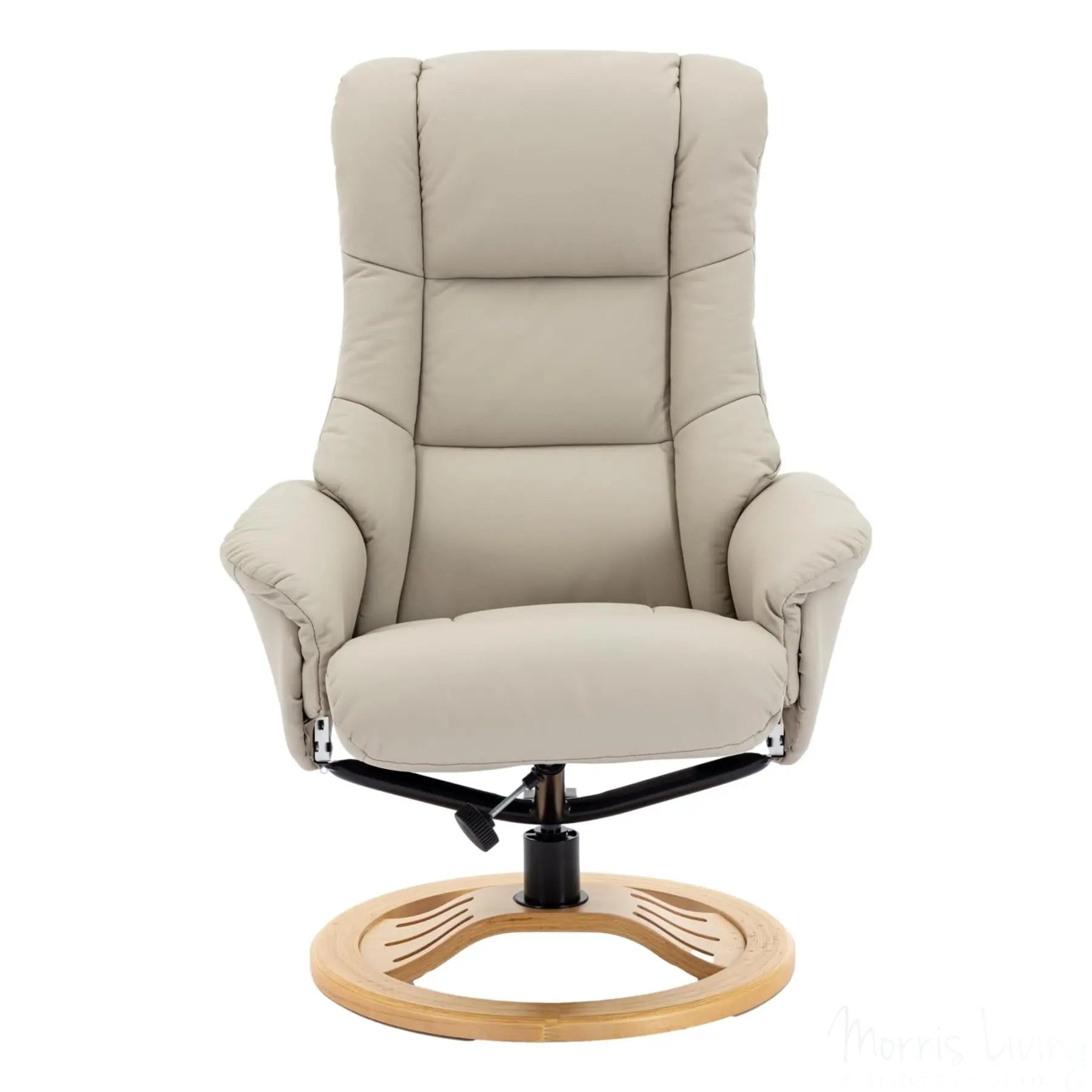 The Mandalay Swivel Recliner Chair & Footstool in Mushroom Genuine Leather Morris Living