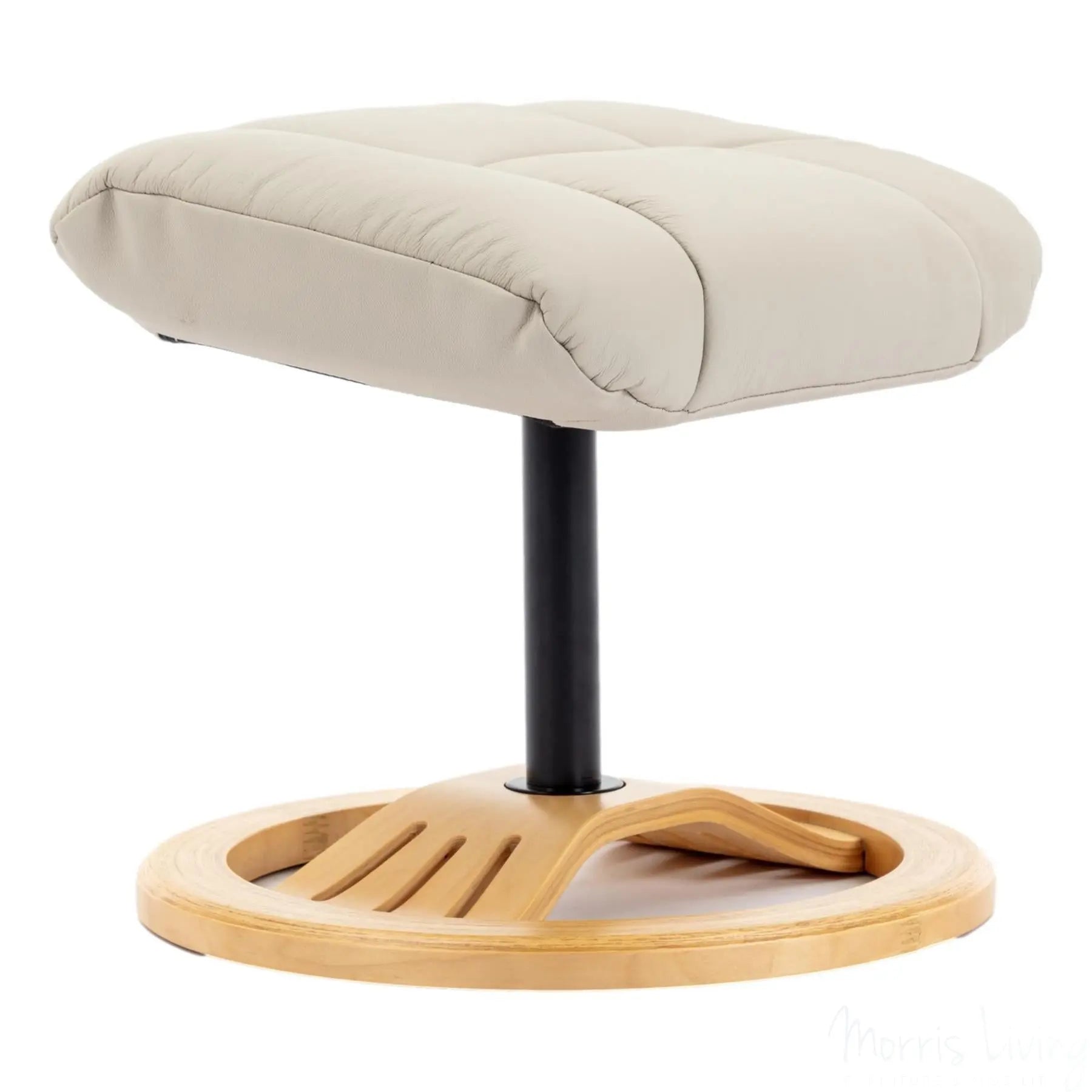 The Mandalay Swivel Recliner Chair & Footstool in Mushroom Genuine Leather Morris Living