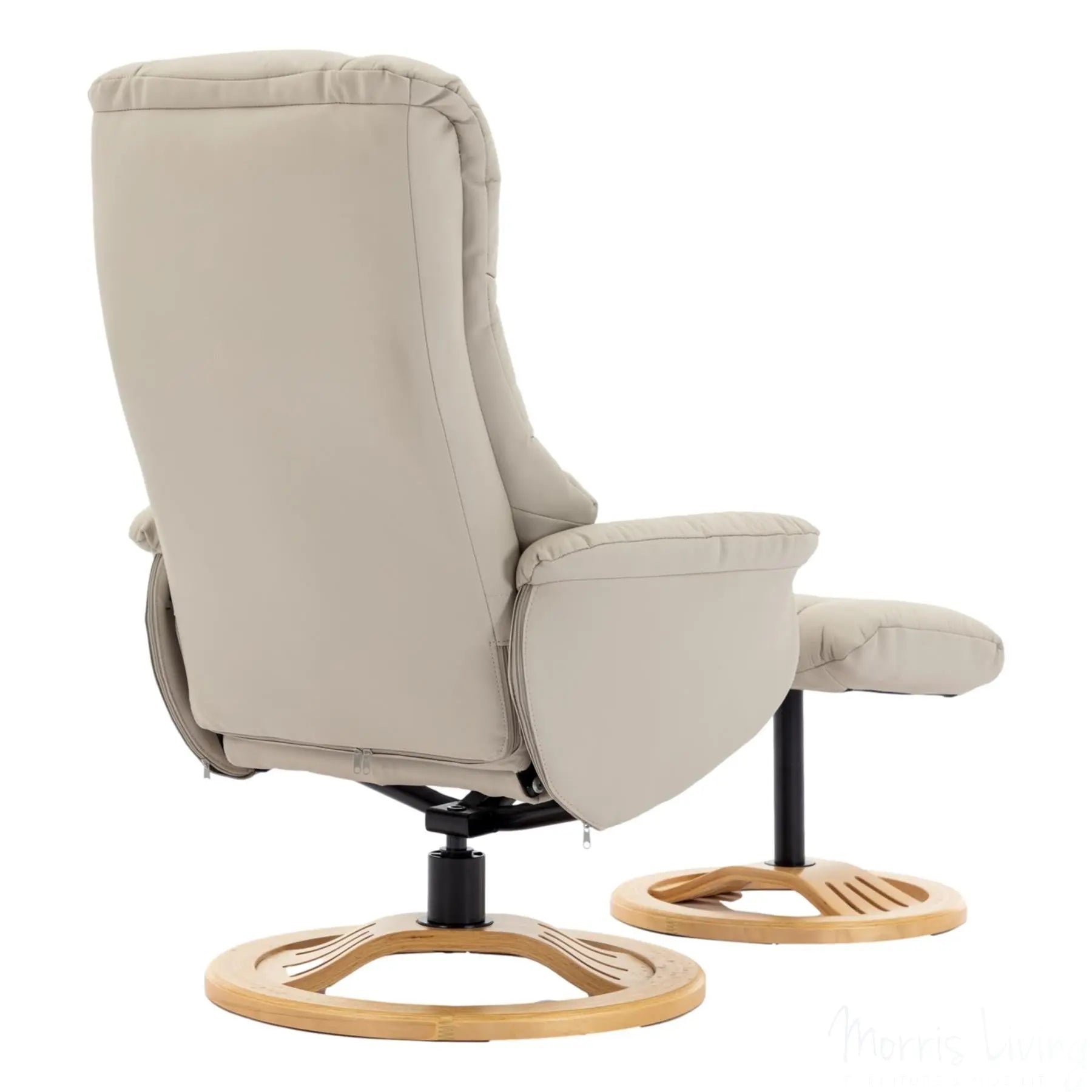 The Mandalay Swivel Recliner Chair & Footstool in Mushroom Genuine Leather Morris Living