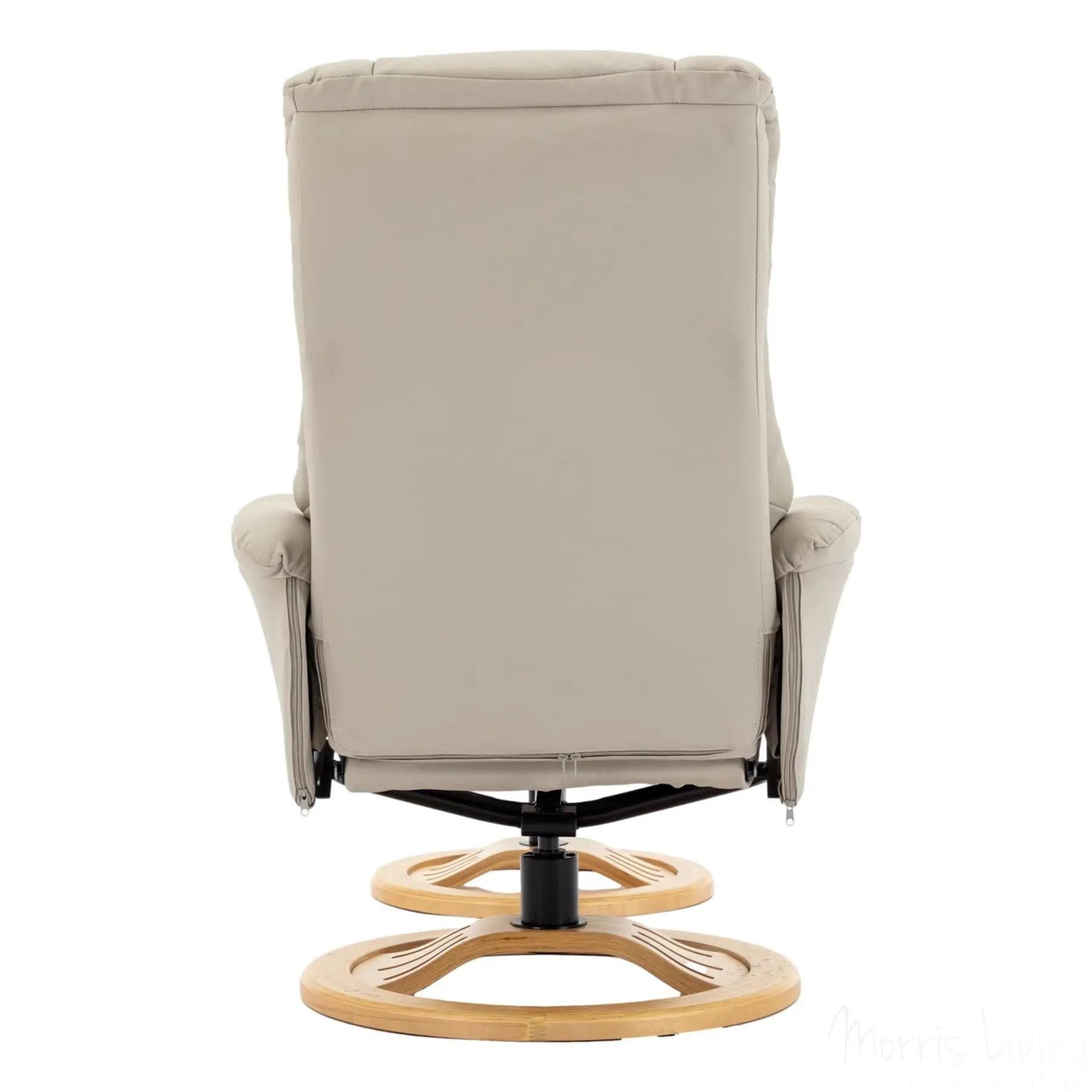 The Mandalay Swivel Recliner Chair & Footstool in Mushroom Genuine Leather Morris Living