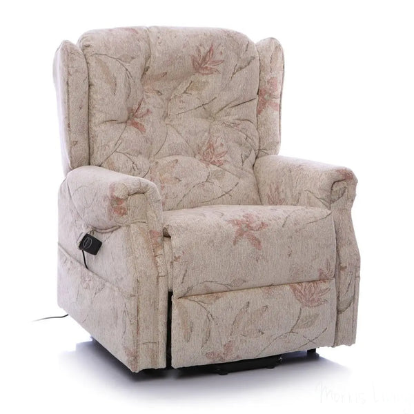 The Oldbury Riser Recliner / Lift & Tilt Chair, Beige Fabric with USB Charging Morris Living