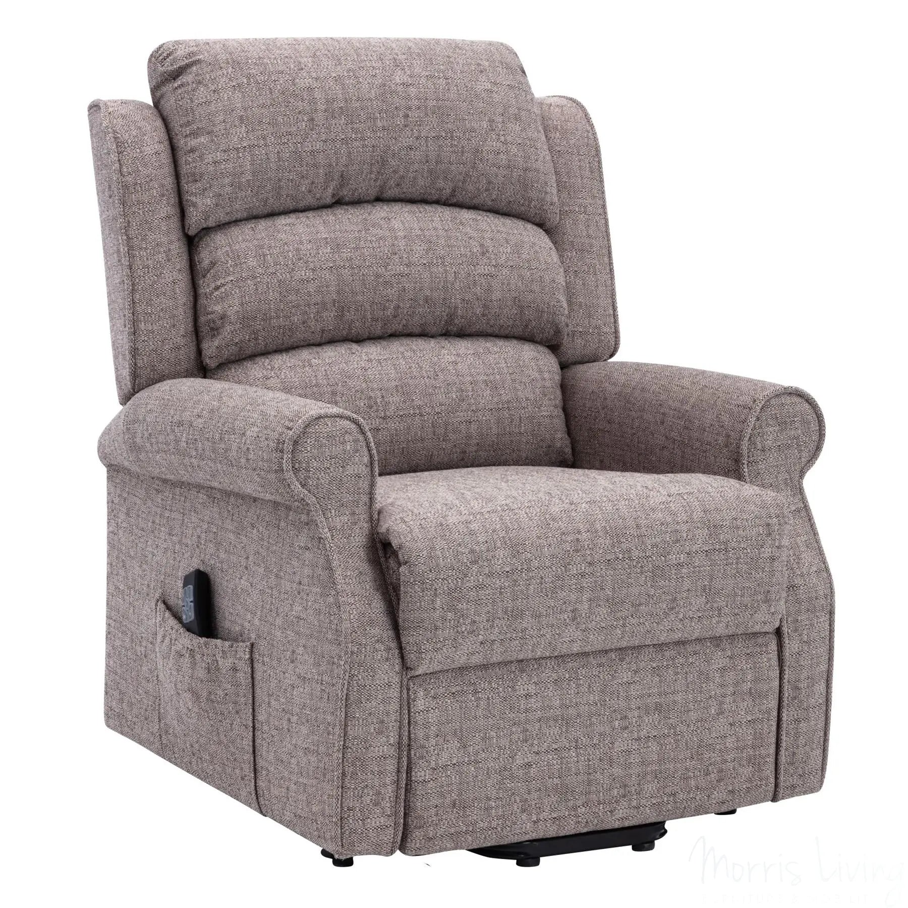 The Perth - Dual Motor Riser Recliner Mobility Chair in Lisbon Mocha Fabric - Clearance Morris Living