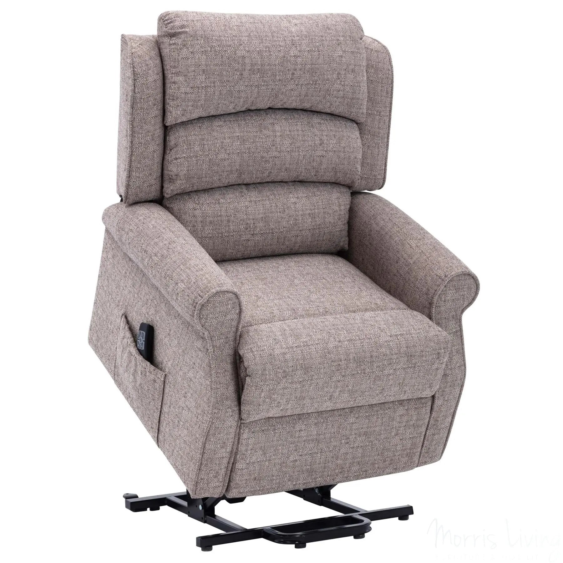 The Perth - Dual Motor Riser Recliner Mobility Chair in Lisbon Mocha Fabric - Clearance Morris Living