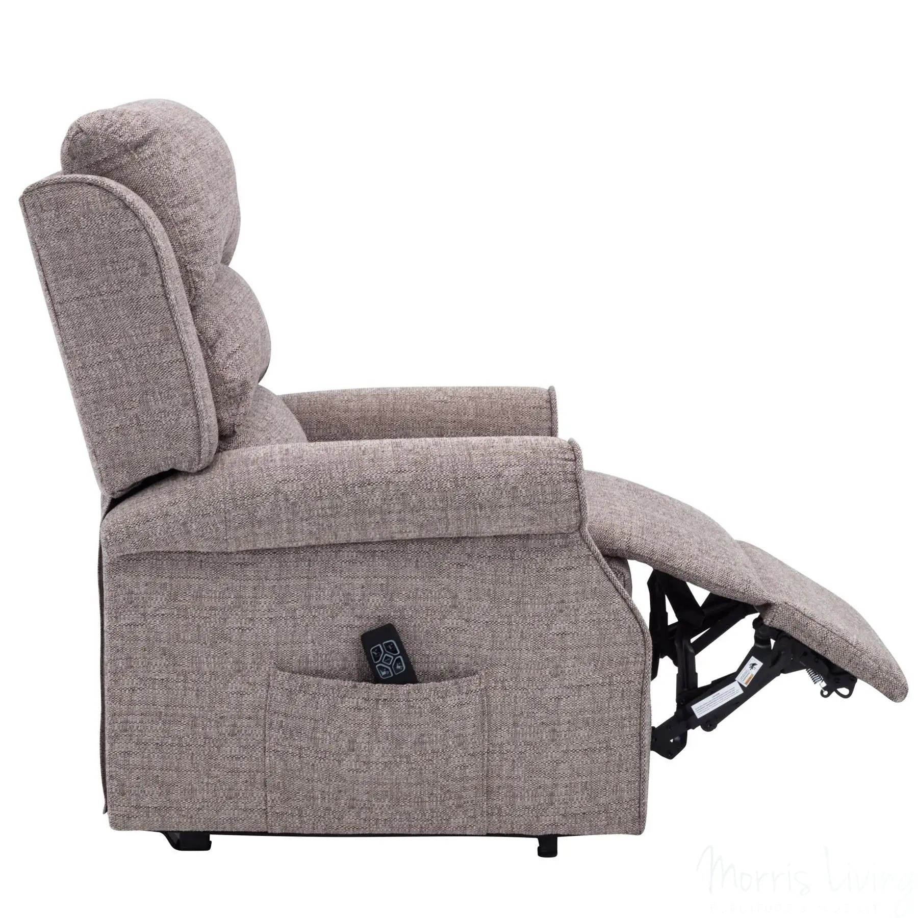The Perth - Dual Motor Riser Recliner Mobility Chair in Lisbon Mocha Fabric - Clearance Morris Living