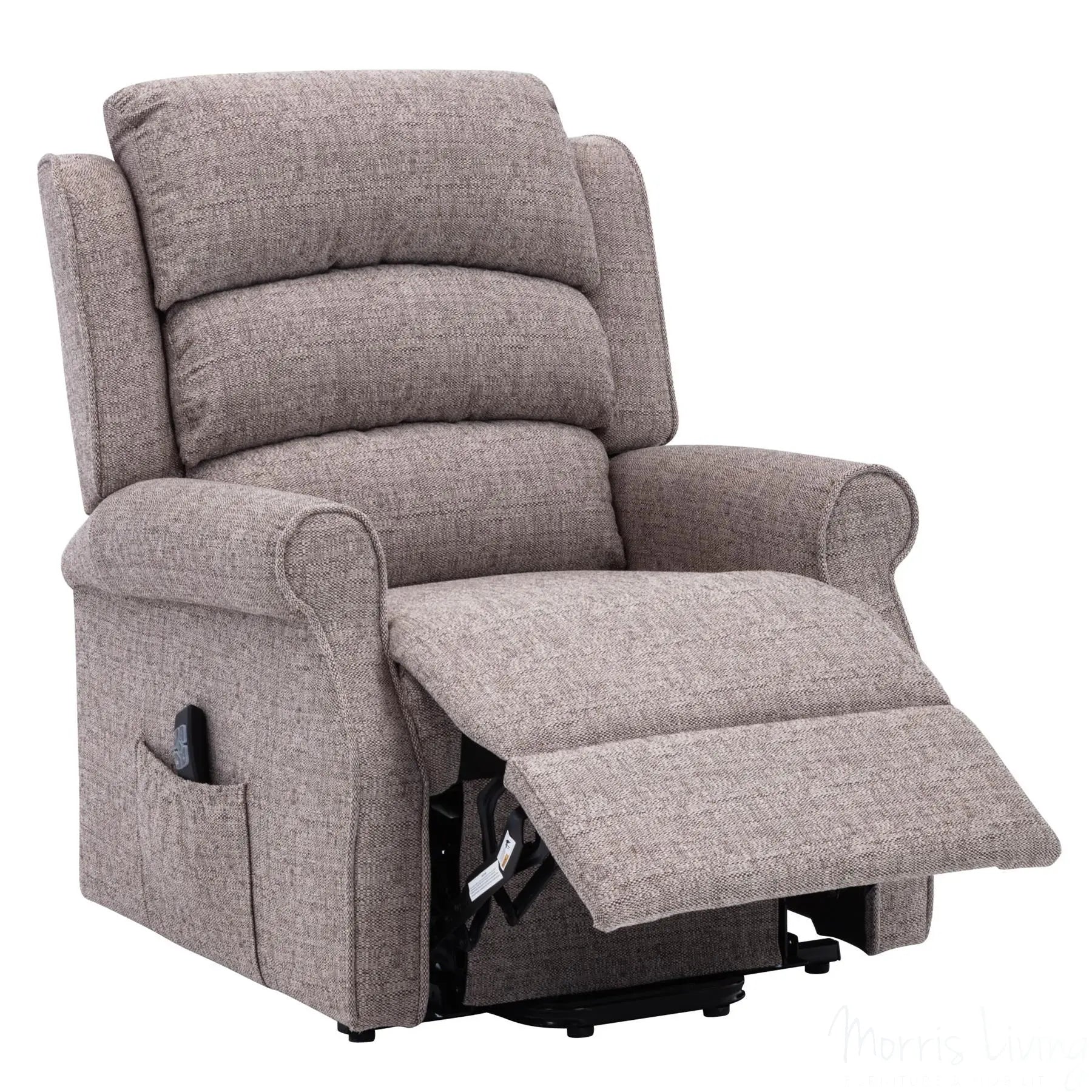 The Perth - Dual Motor Riser Recliner Mobility Chair in Lisbon Mocha Fabric - Clearance Morris Living