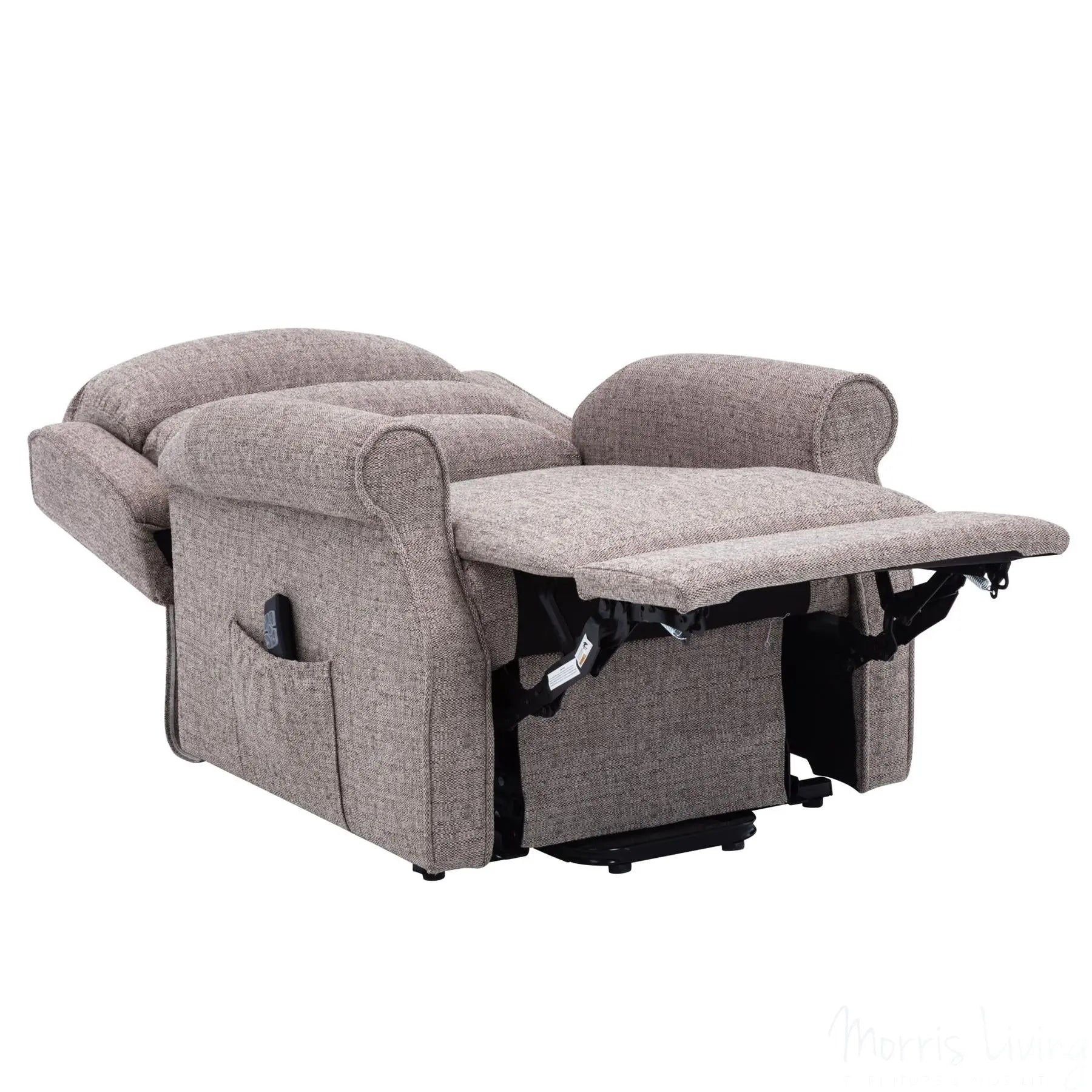 The Perth - Dual Motor Riser Recliner Mobility Chair in Lisbon Mocha Fabric - Clearance Morris Living