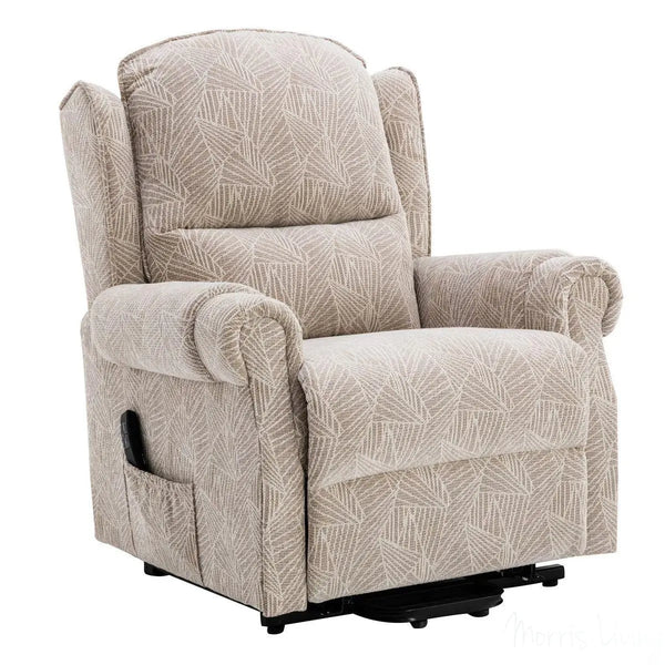 Winchester Dual Motor Riser Recliner Mobility Chair in Cream Brushstroke Fabric Morris Living