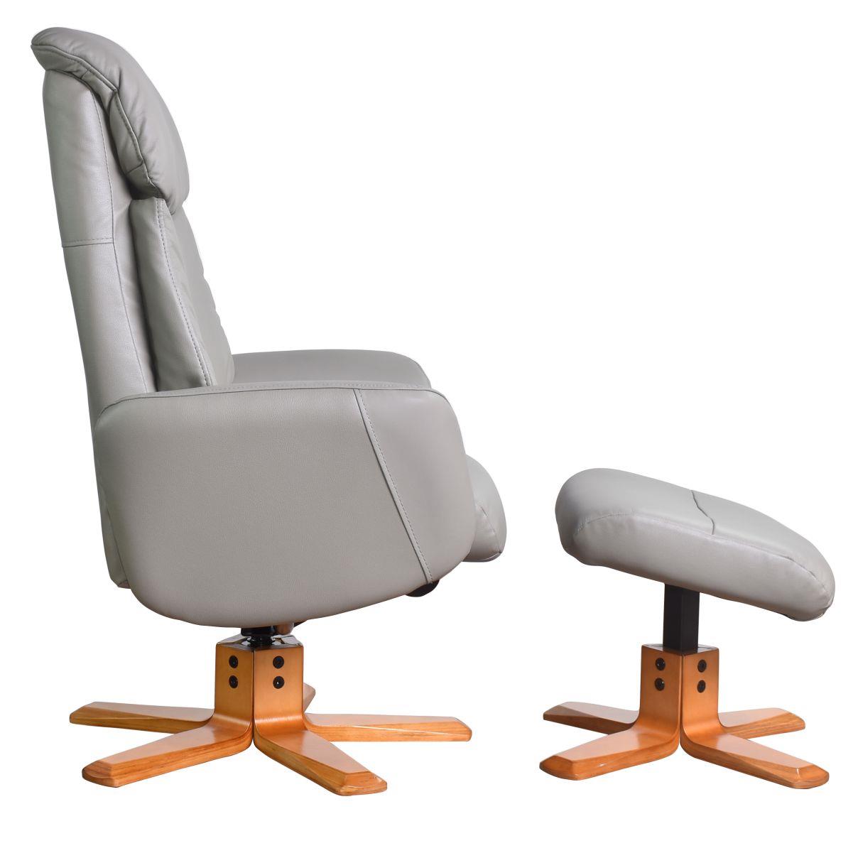 The Indiana Genuine Leather Swivel Recliner Chair in Husky with Cherry base - Refurbished