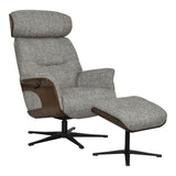 Wren Swivel Recliner and Footstool in Cocoa Fabric