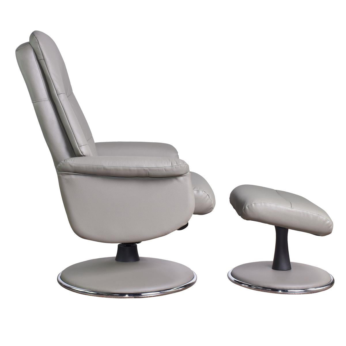 The Kansas Genuine Leather Swivel Recliner Chair in Husky with Match base - Refurbished