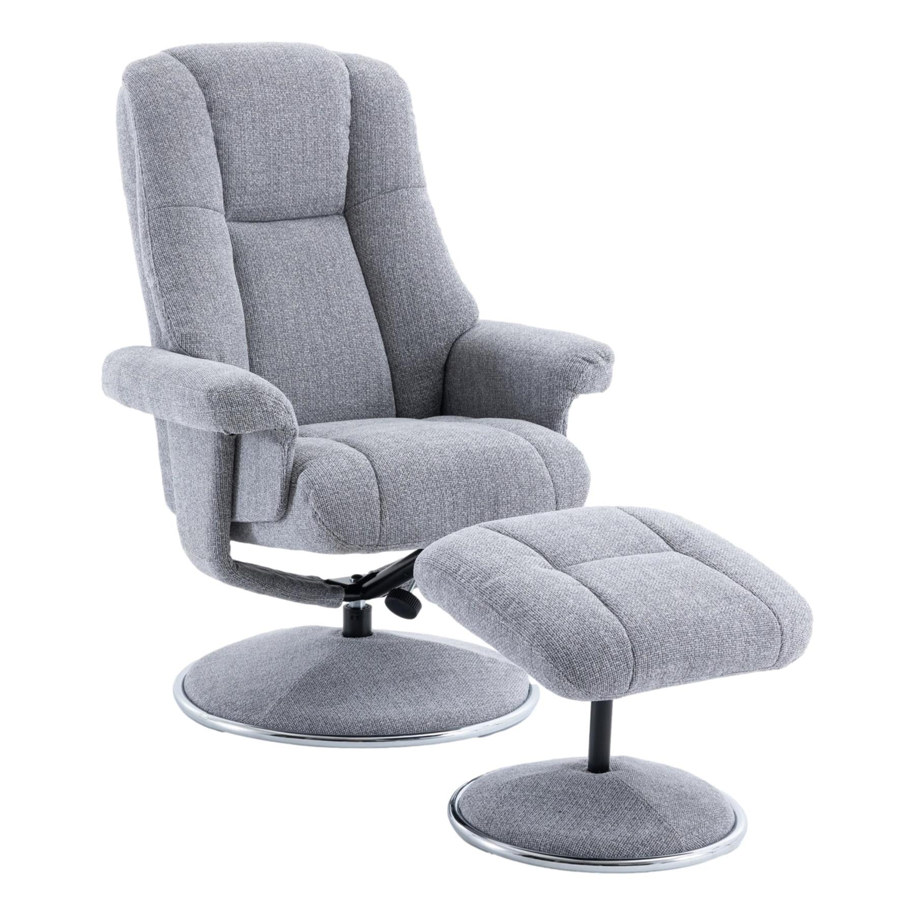The Denver - Swivel Recliner Chair & Matching Footstool in Cha Cha Dove Fabric