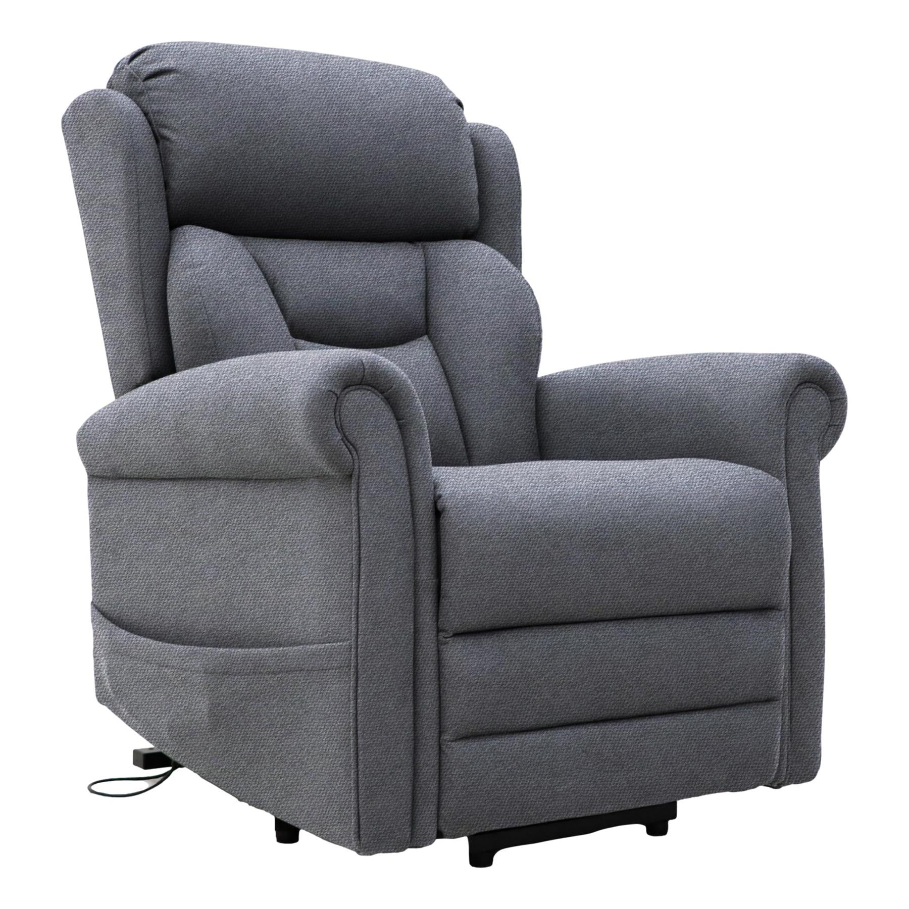 Nevis Standard – Quad Motor Riser Recliner Mobility Chair in Grey Fabric – Heat & Massage
