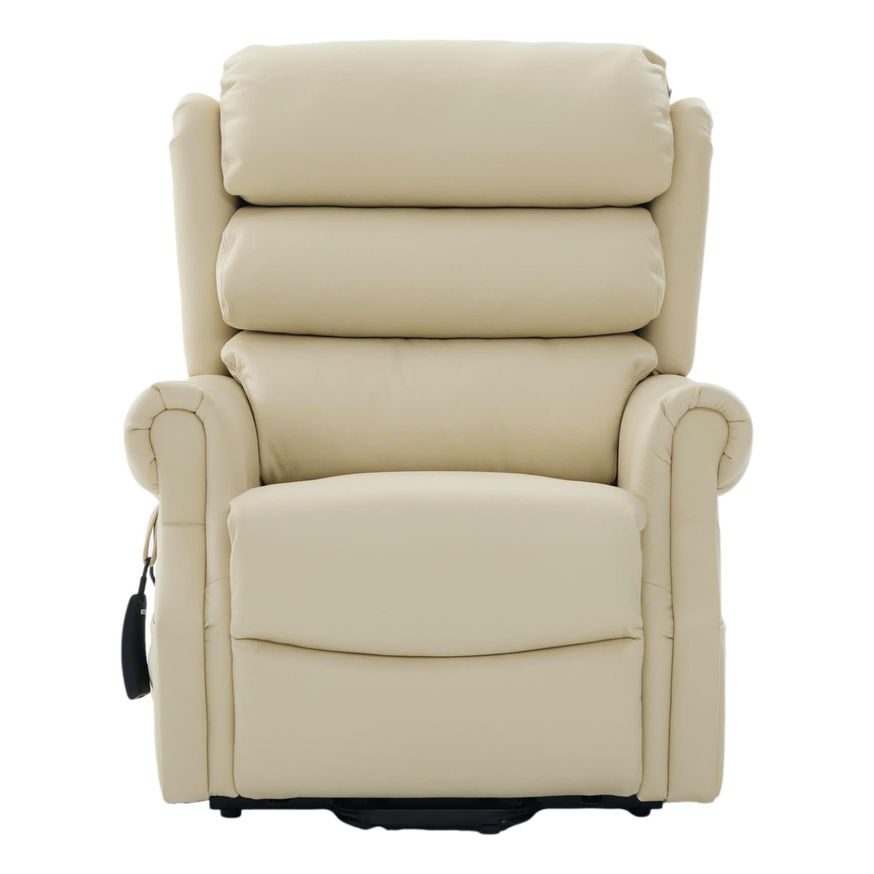 The Carlton Genuine Leather Riser Recliner in Cream - Dual Motor Mobility Chair