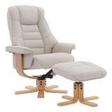 The Sardinia - Swivel Recliner Chair & Footstool in Mushroom Genuine Leather - Refurbished