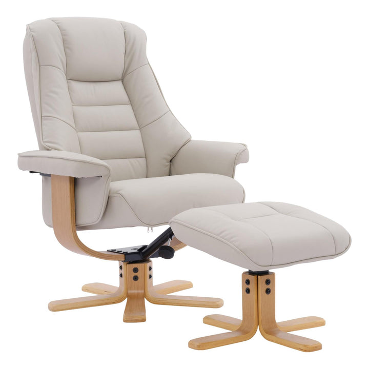 The Sardinia - Swivel Recliner Chair & Footstool in Mushroom Genuine Leather - Refurbished - image 1